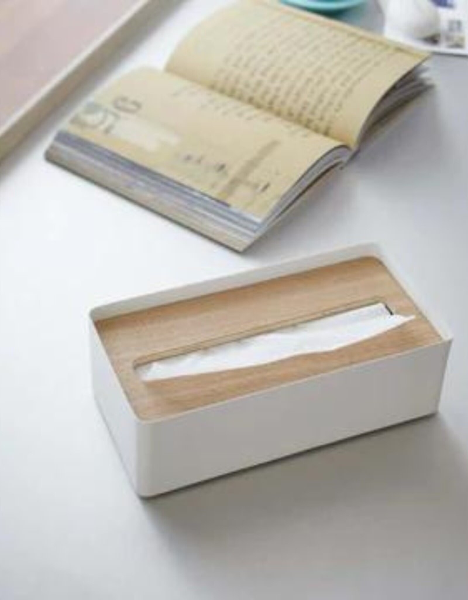 Boîte à Mouchoirs Yamazaki Yamazaki 1828 Tower Tissue Box Round, White, Steel/ABS Resin Distributeur Mouchoirs Design Japonais Minimaliste