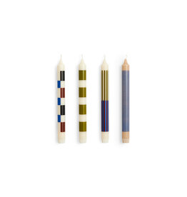 HAY Pattern Candle | Set of 4 | Off-White/Army/Blue