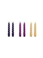 HAY Candle Spiral - Set of 6 - Purple/Fuchsia/Mustard