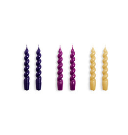 HAY Candle Spiral - Set of 6 - Purple/Fuchsia/Mustard