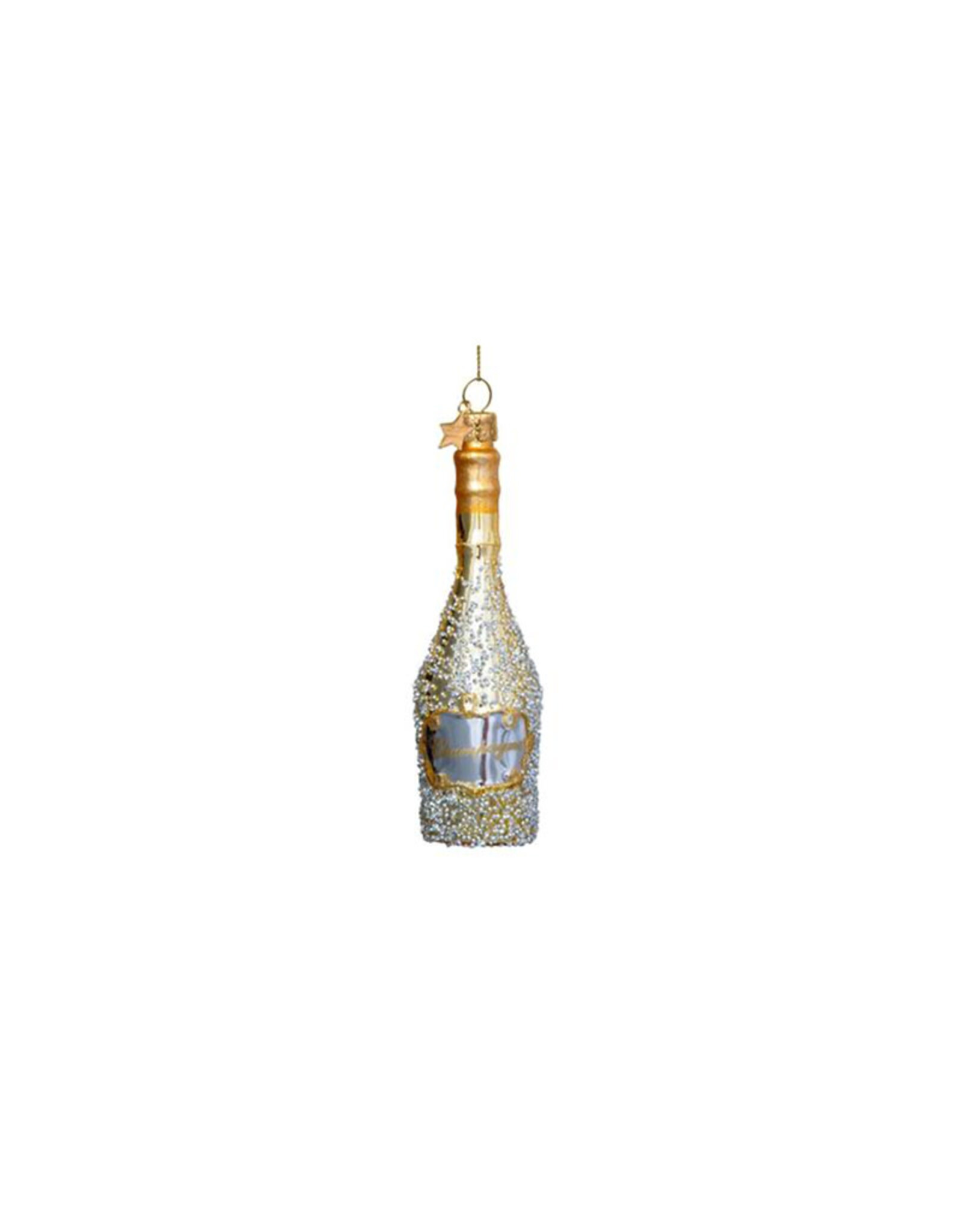 Vondels Glass Ornament - Champagne Bottle