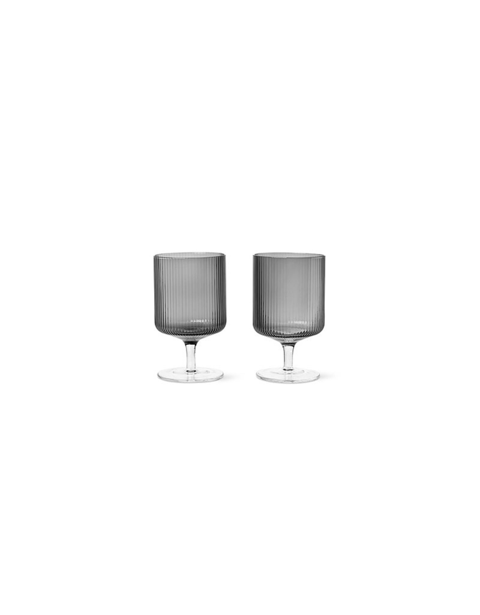 Ferm Living Ripple Wine Glasses - Set of 2 - Smoked Grey