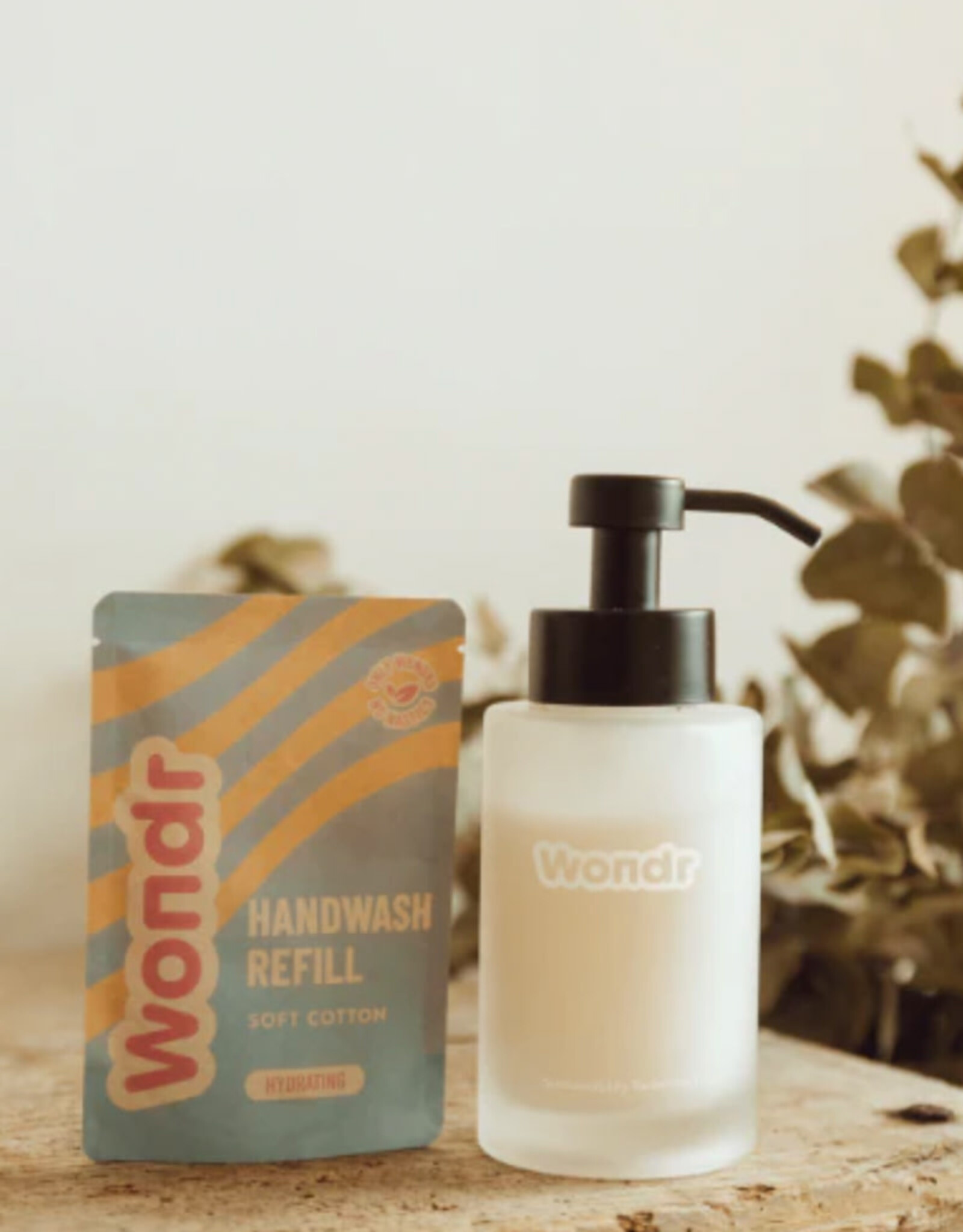 Wondr Handsoap Bottle + Powder Refill | Soft Cotton