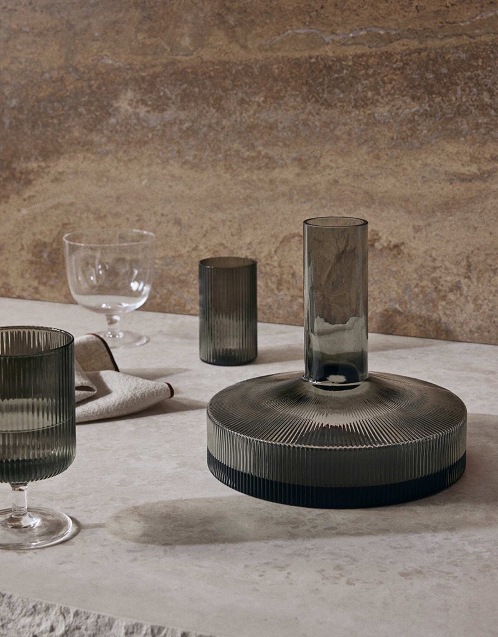 Ferm Living Ripple Wine Carafe - Smoked Grey