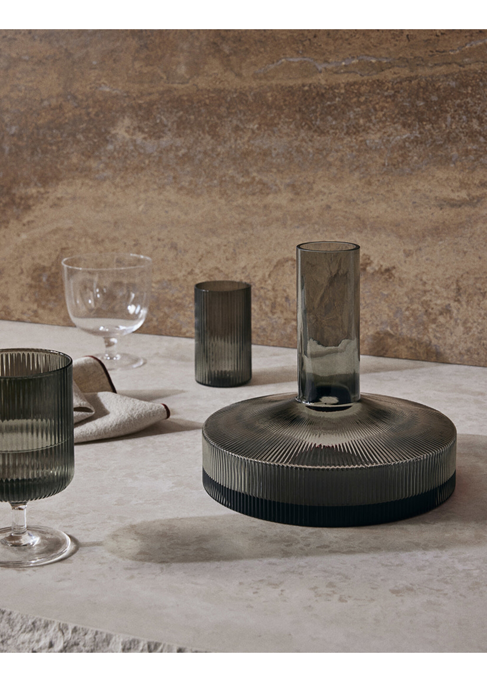 Ferm Living Ripple Wine Carafe - Smoked Grey
