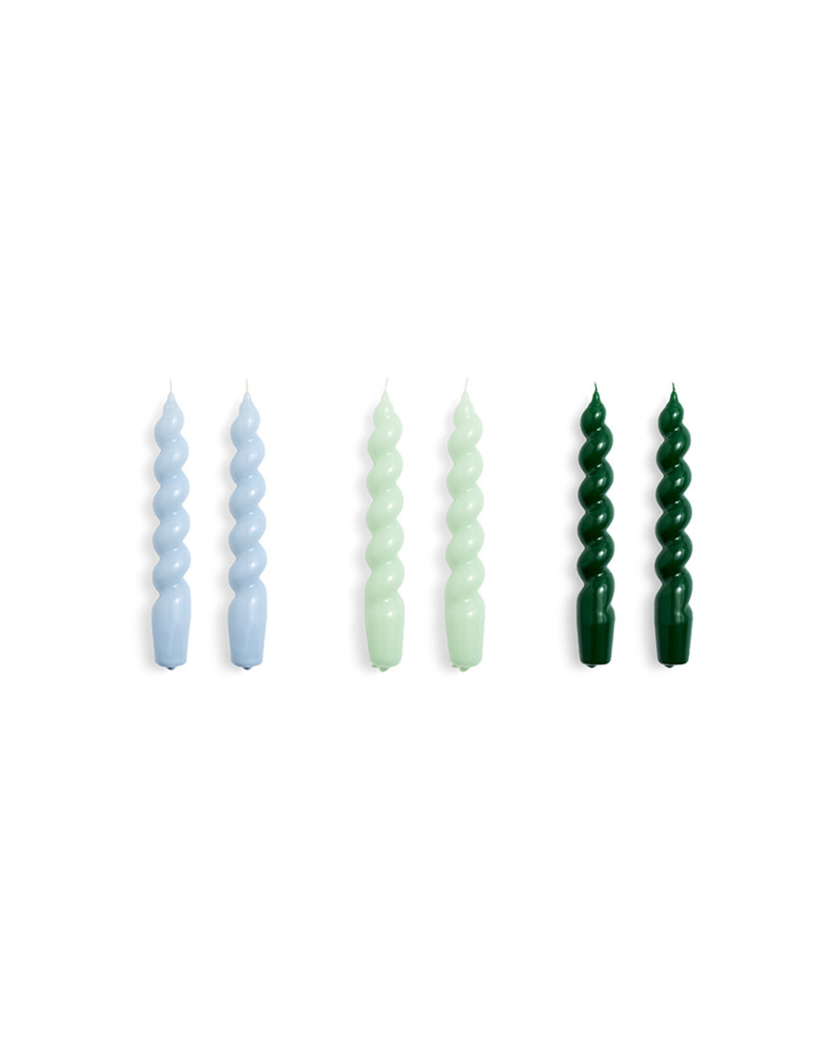 HAY Candle Spiral - Set of 6 - Light Blue/Mint/Green