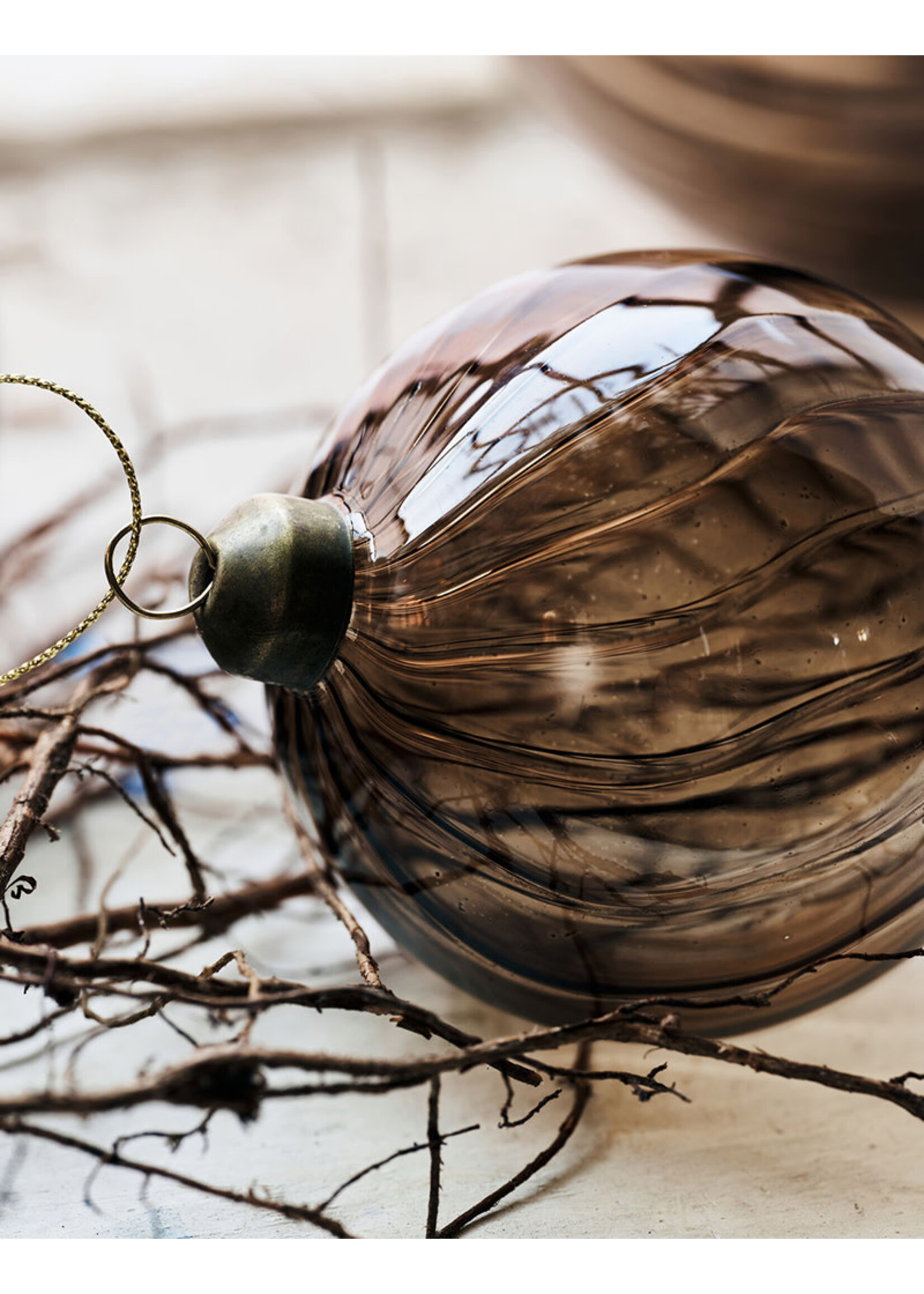 House Doctor Christmas Ornament - Fluted Brown Ø12