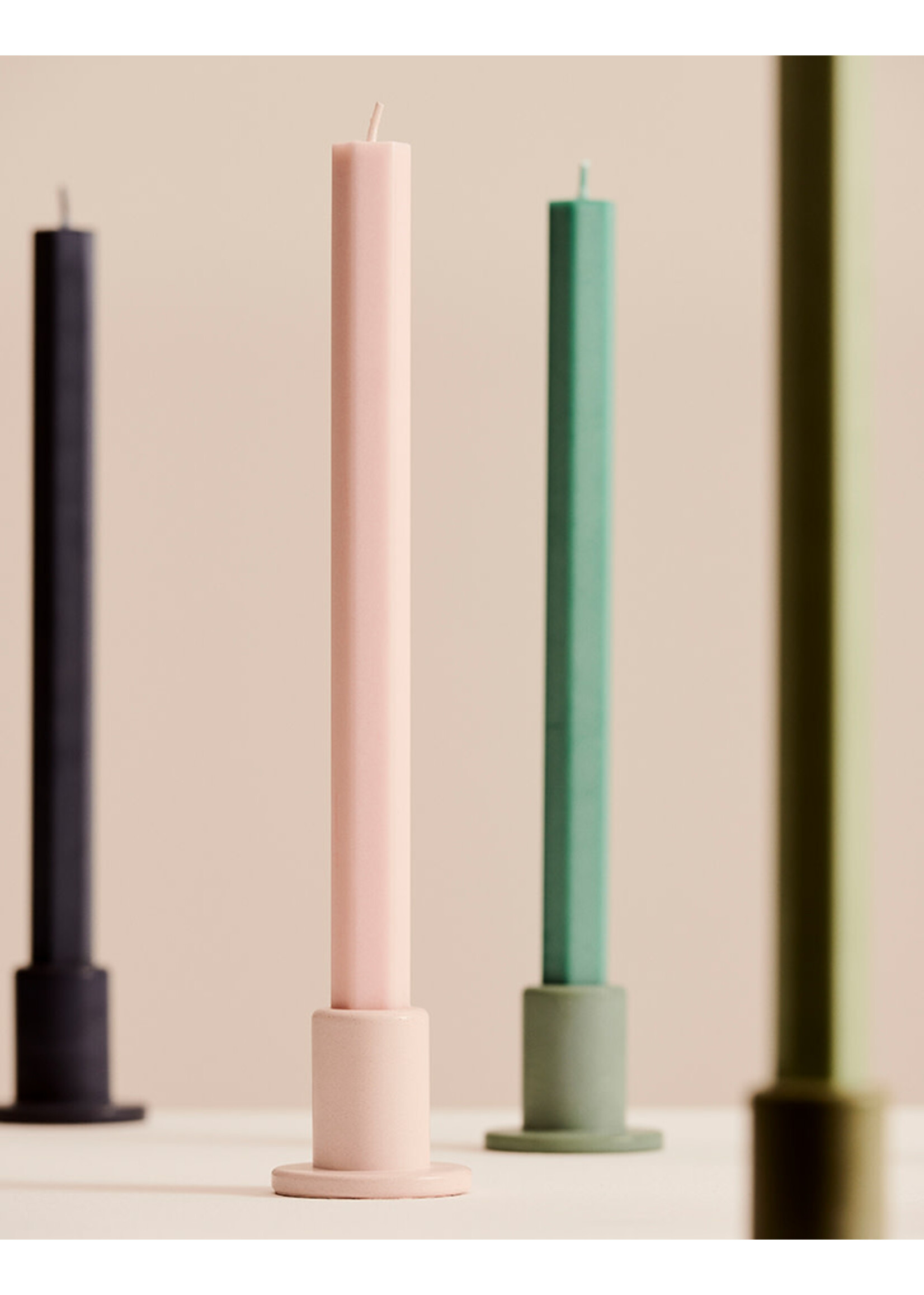 HAY Tube Candleholder Concrete - Lime Yellow