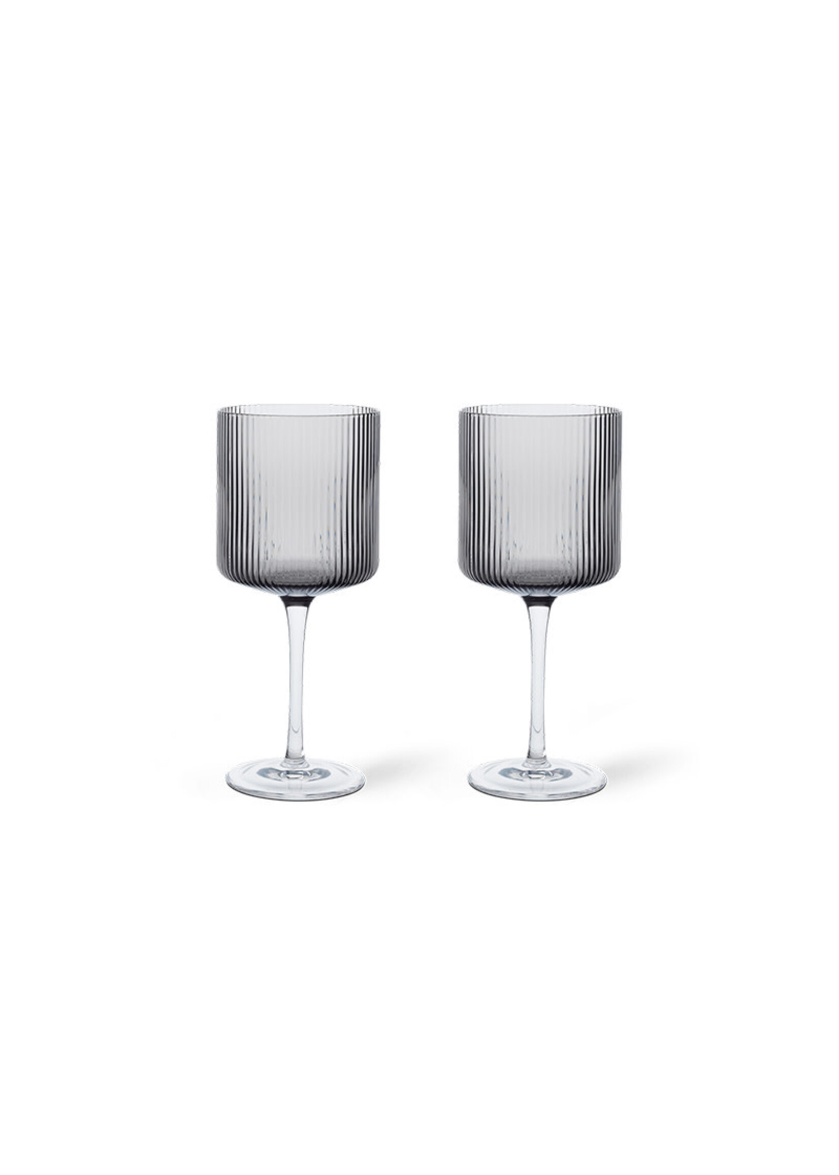 Ferm Living Ripple Red Wine Glasses - Set of 2 - Smoked Grey