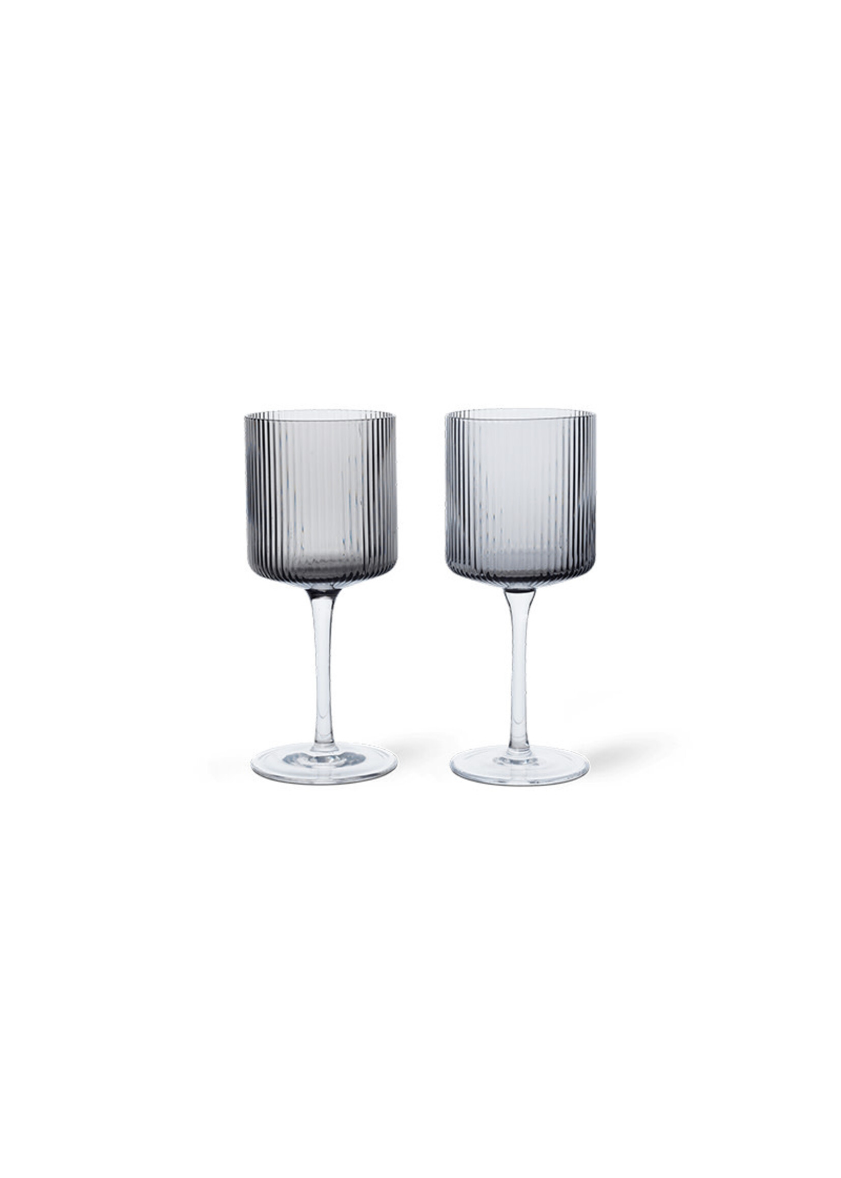 Ferm Living Ripple White Wine Glasses - Set of 2 - Smoked Grey