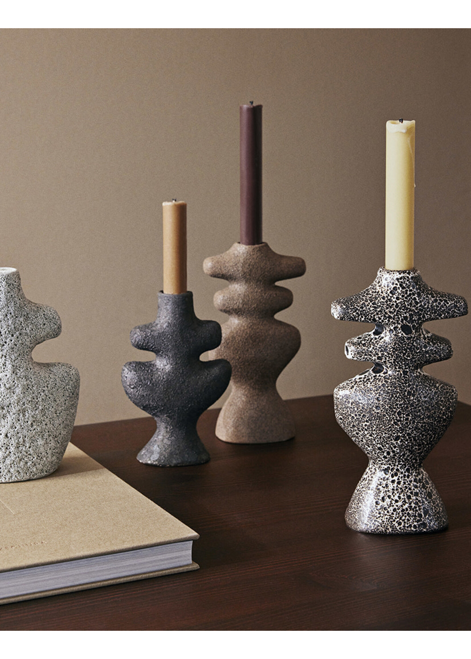 Ferm Living Yara Candle Holder - L - Dark Sand