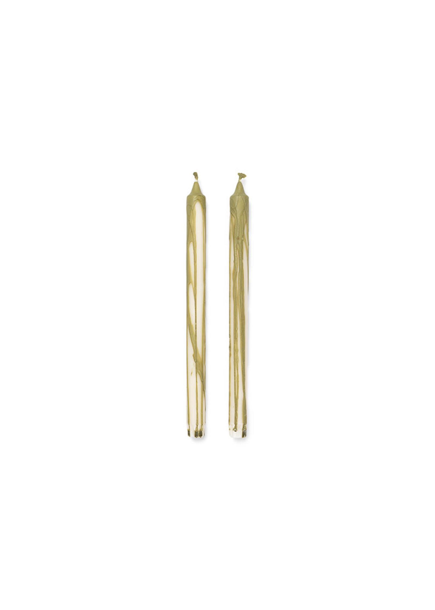 Ferm Living Dryp Candles - set of 2 - Olive Green