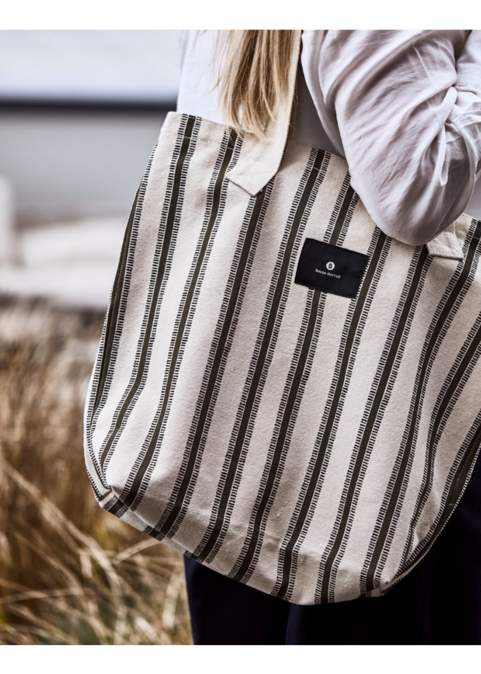 House Doctor Canva Tote Bag - Off-White/Brown