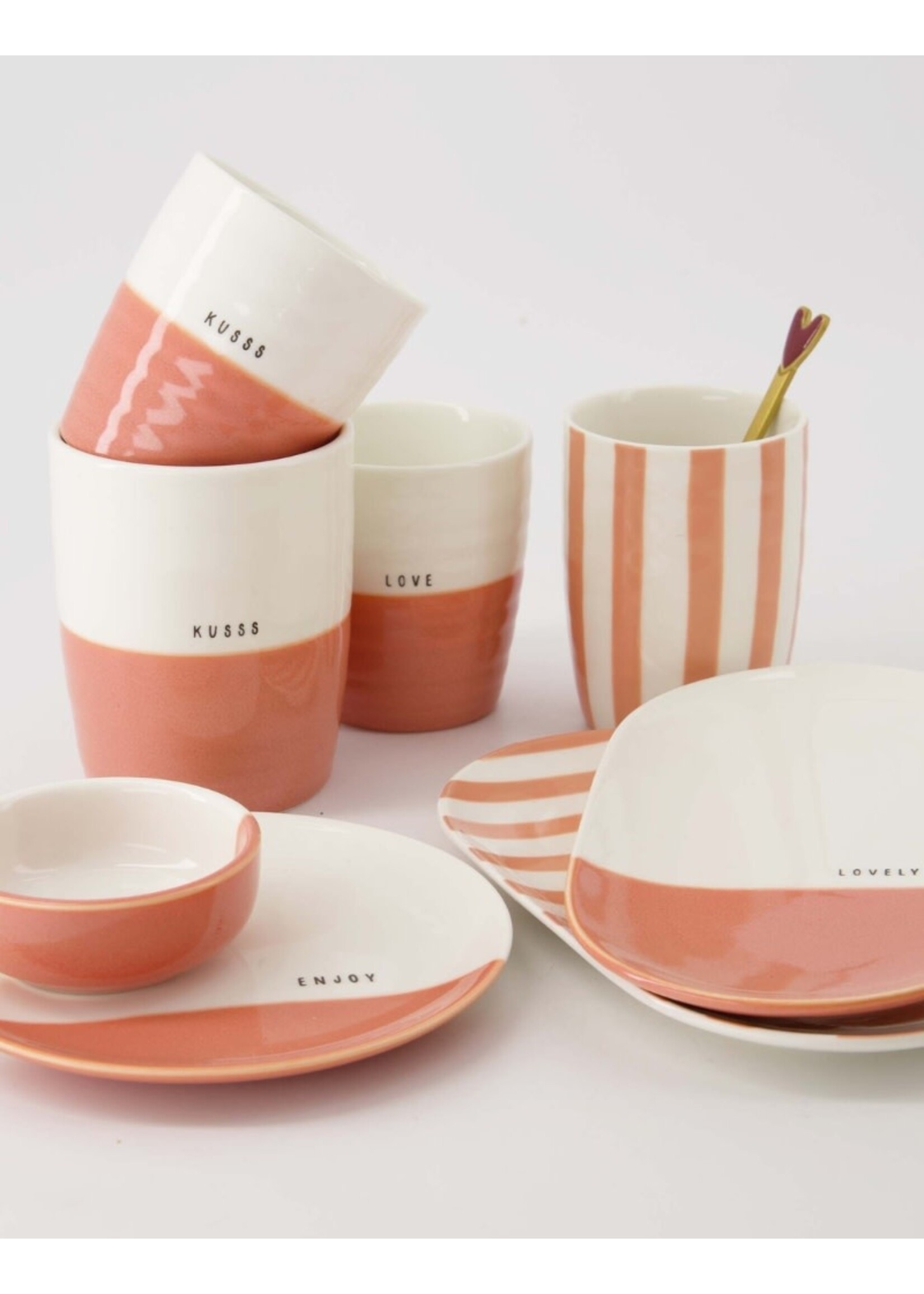 Zusss koffiemok streep - roze