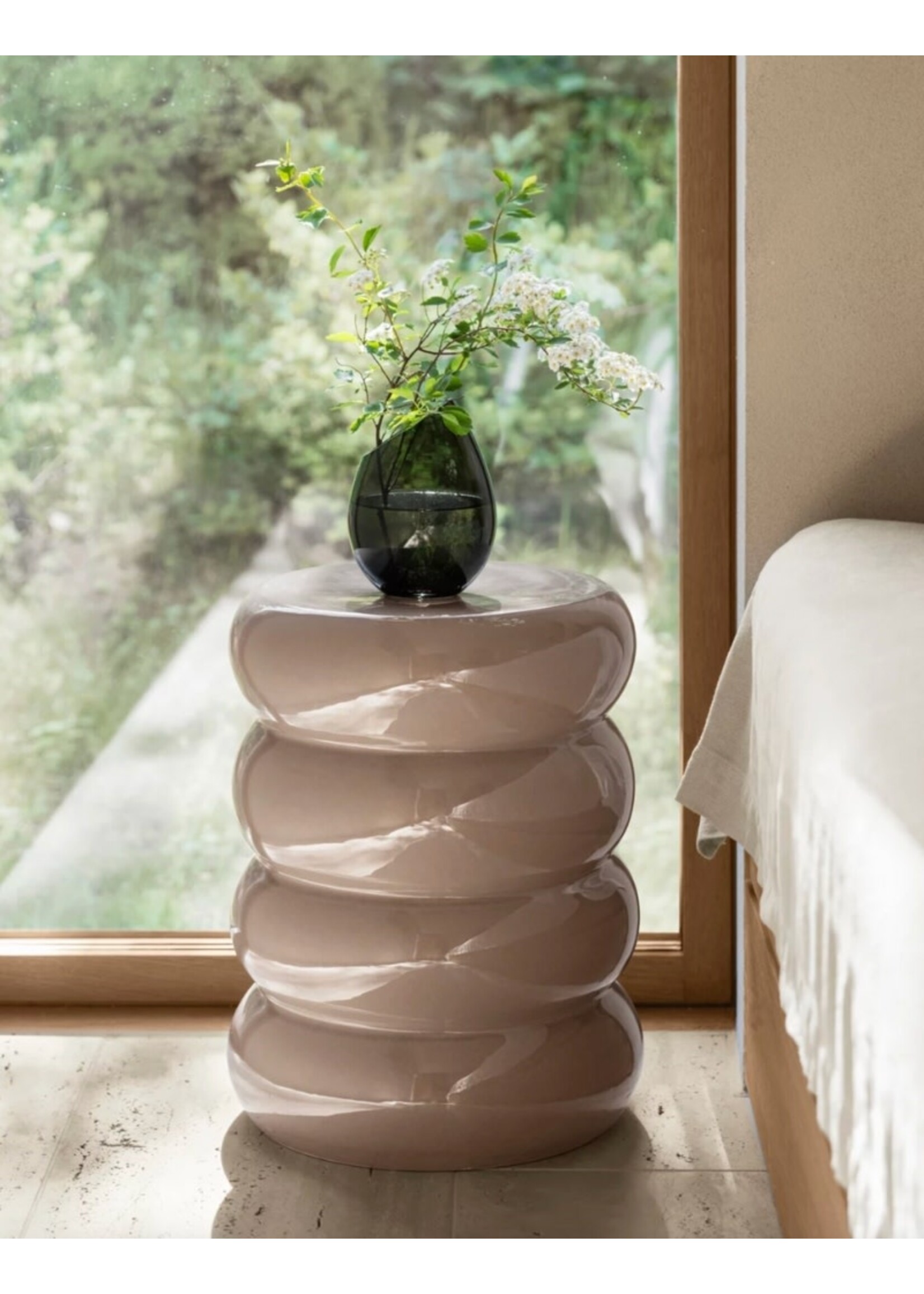 Blomus Toru Ceramic Stool - Round - Lily White