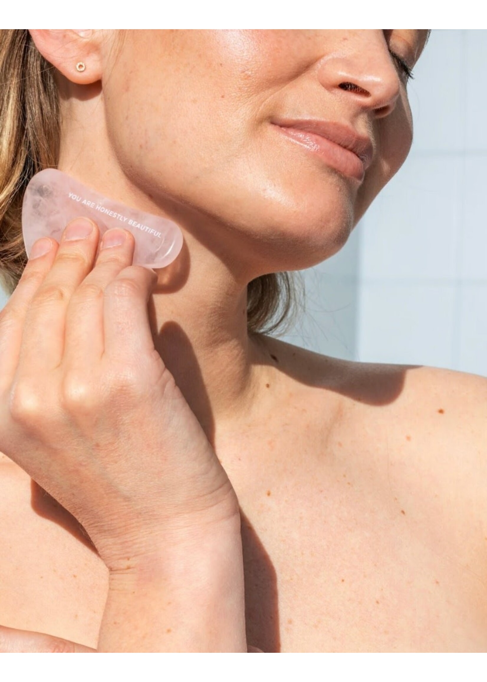 Cîme Rozenkwarts Gua Sha steen