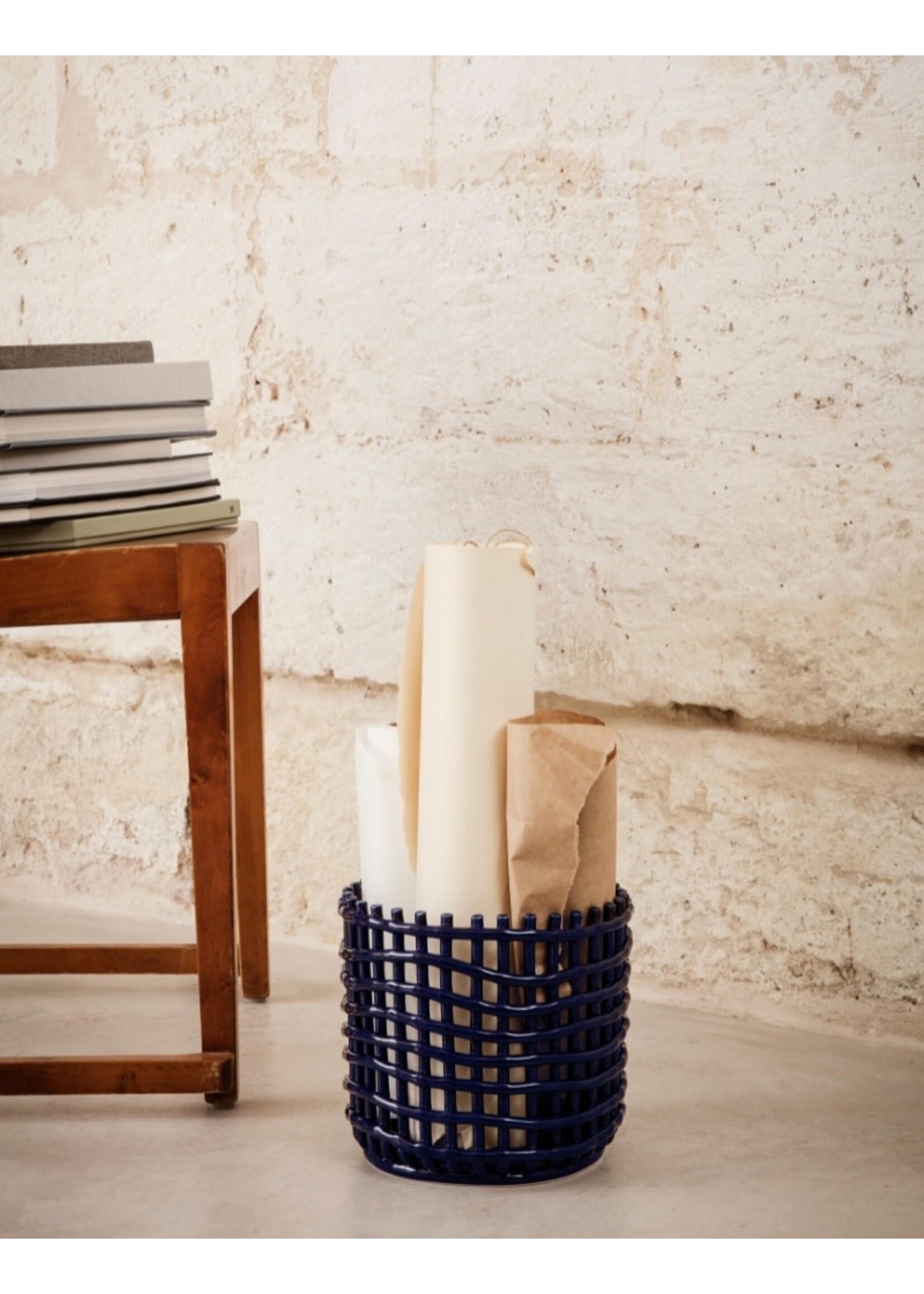 Ferm Living Ceramic Basket - L - Blue
