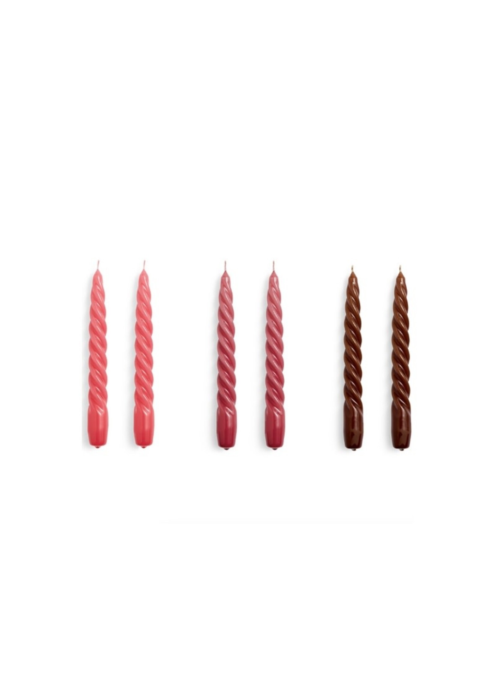 HAY Candle Twist - Set of 6 - Raspberry/Dark Punch/Brown