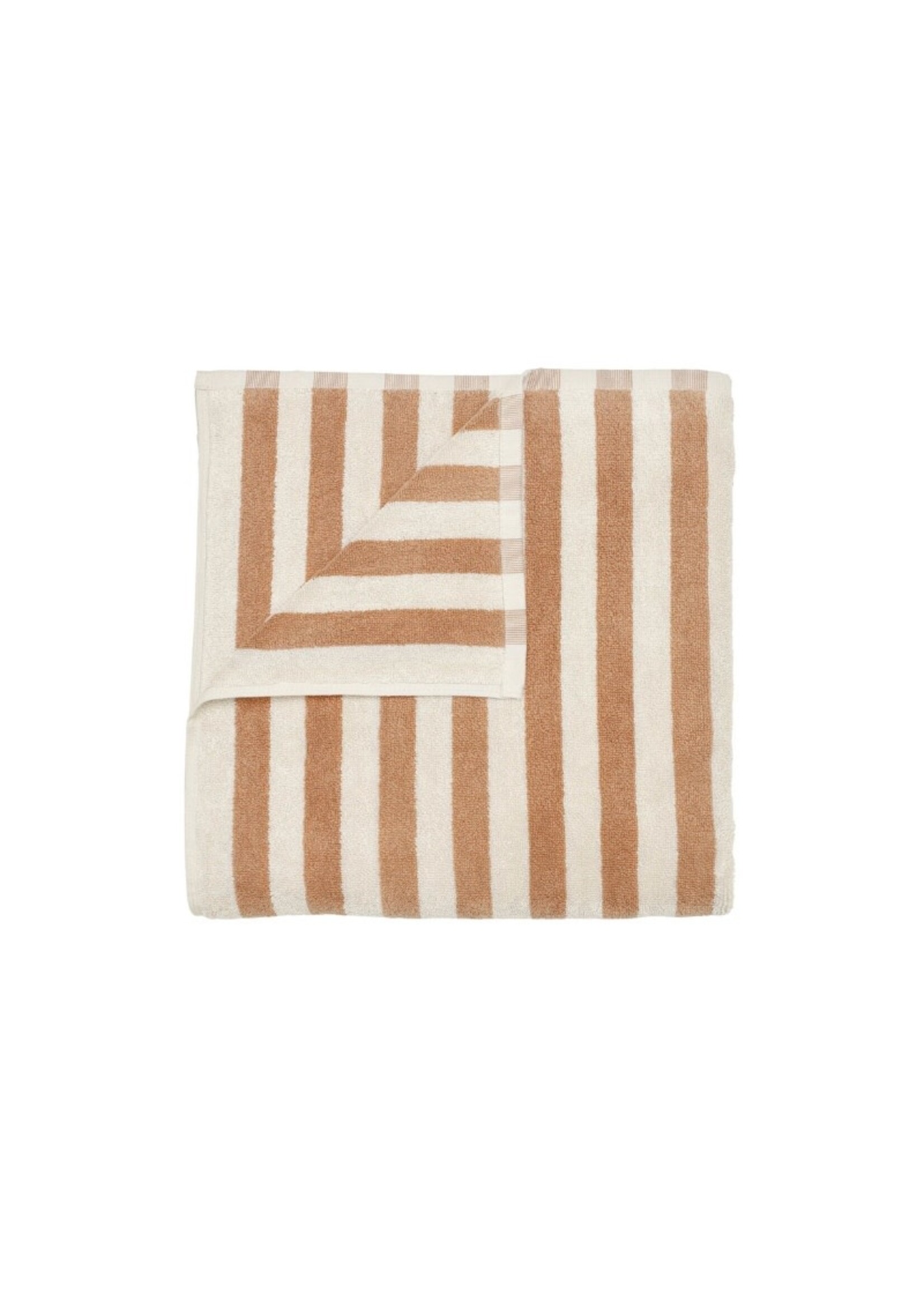 Blomus Arto Bath Towel - Thick Stripe - Moonbeam/Amber Brown