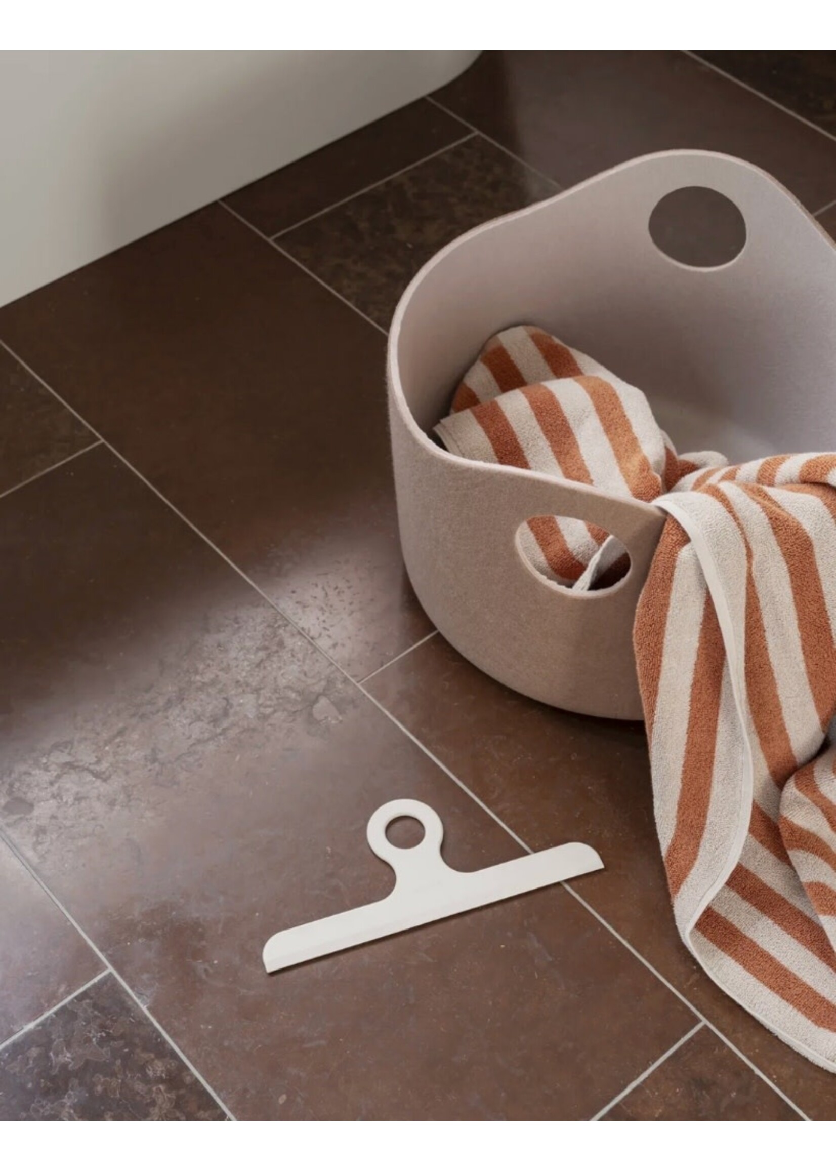 Blomus Arto Bath Towel - Thick Stripe - Moonbeam/Amber Brown