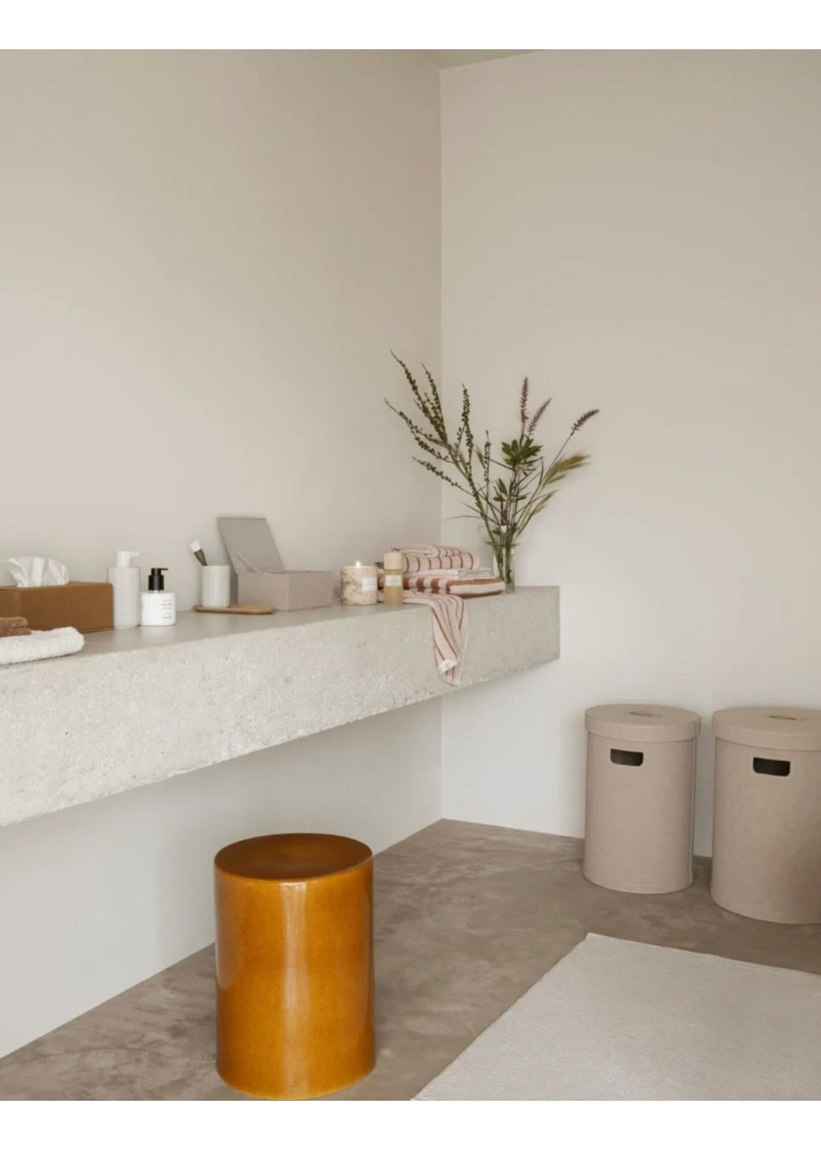 Blomus Toru Ceramic Stool - Cylinder - Indian Tan