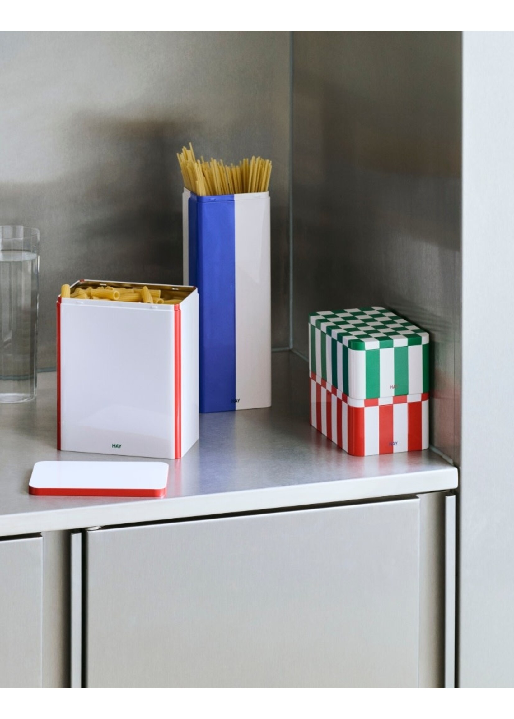 HAY Tin Container L - Off-White/Red