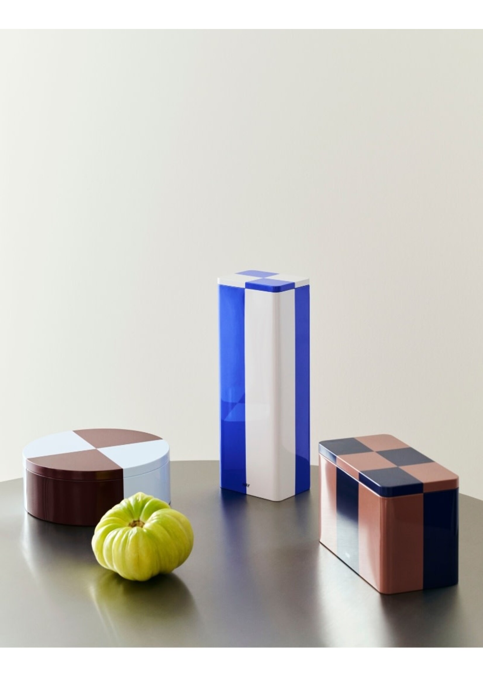 HAY Tin Container Slim - Blue/Off-White