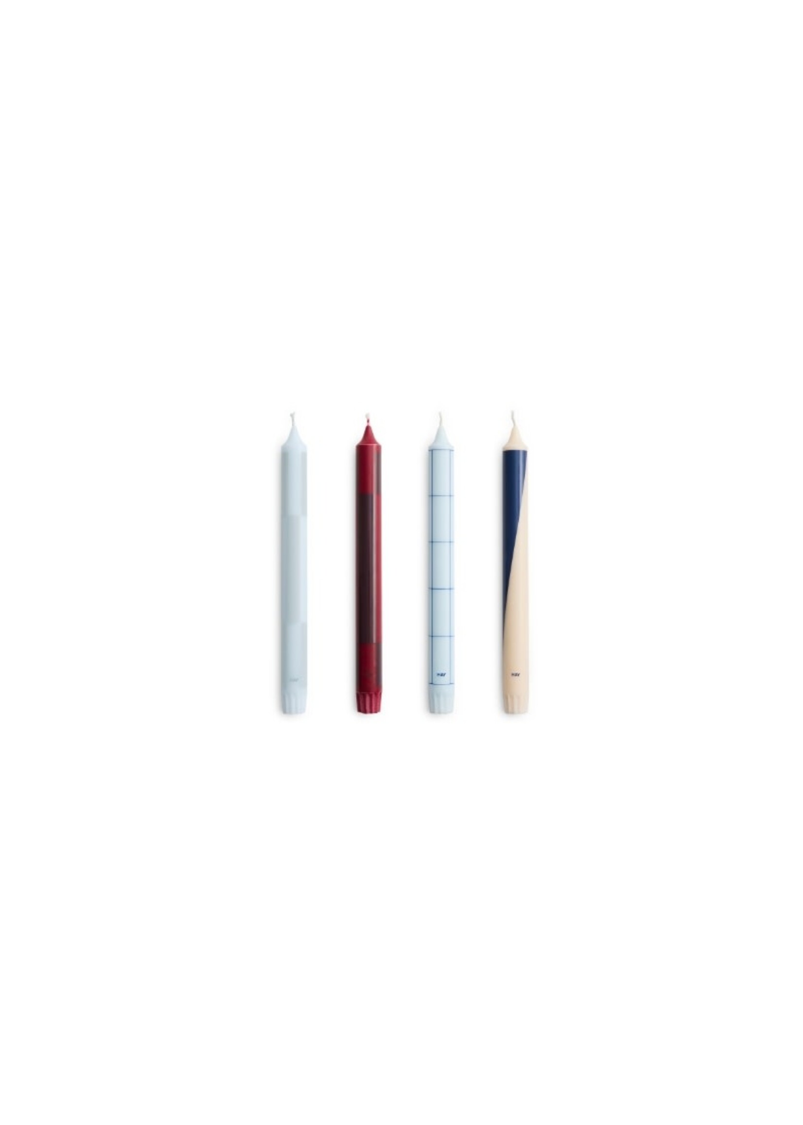 HAY Pattern Candle - Set of 4 - Blues & Bordeaux