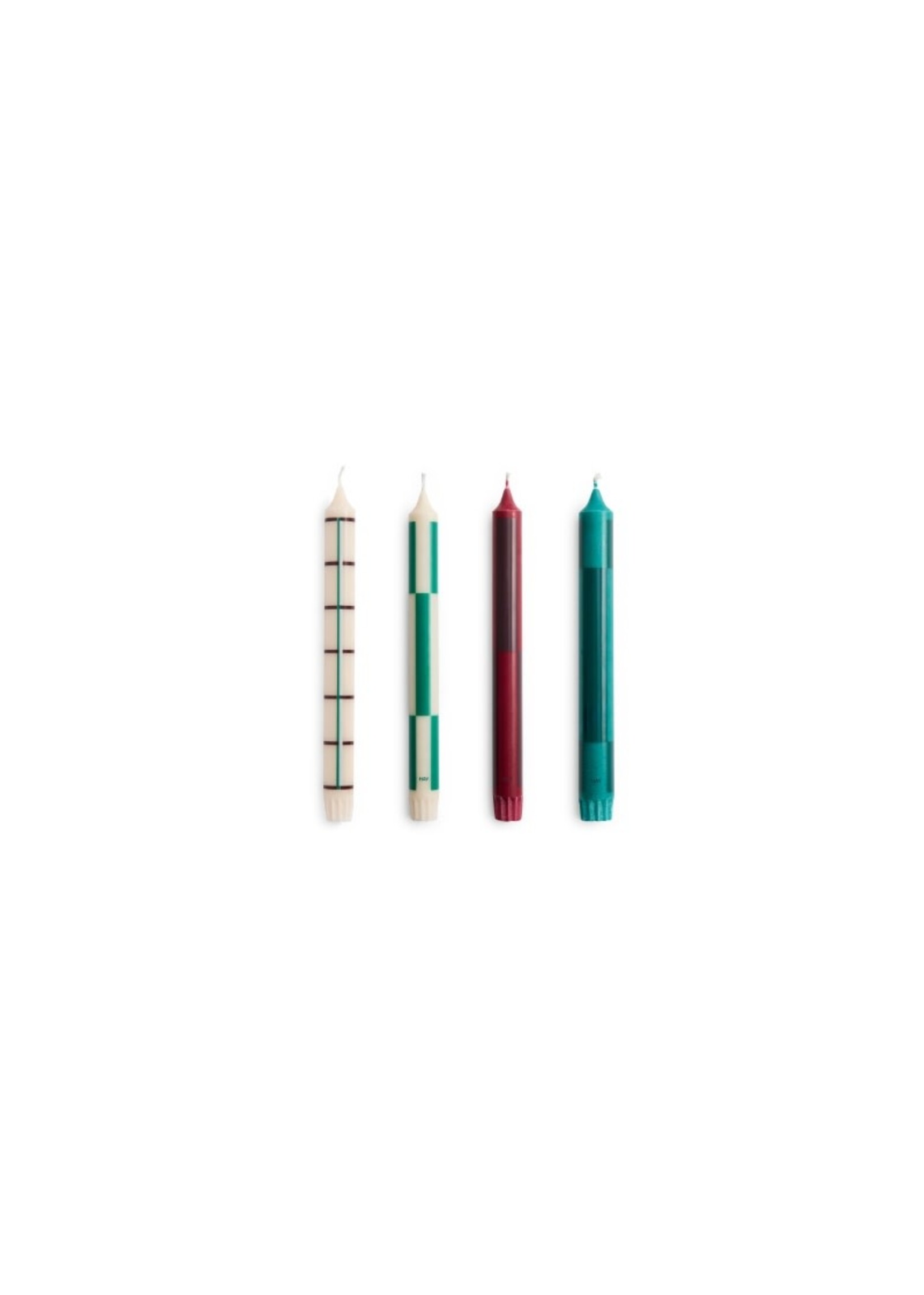 HAY Pattern Candle - Set of 4 - Greens & Bordeaux
