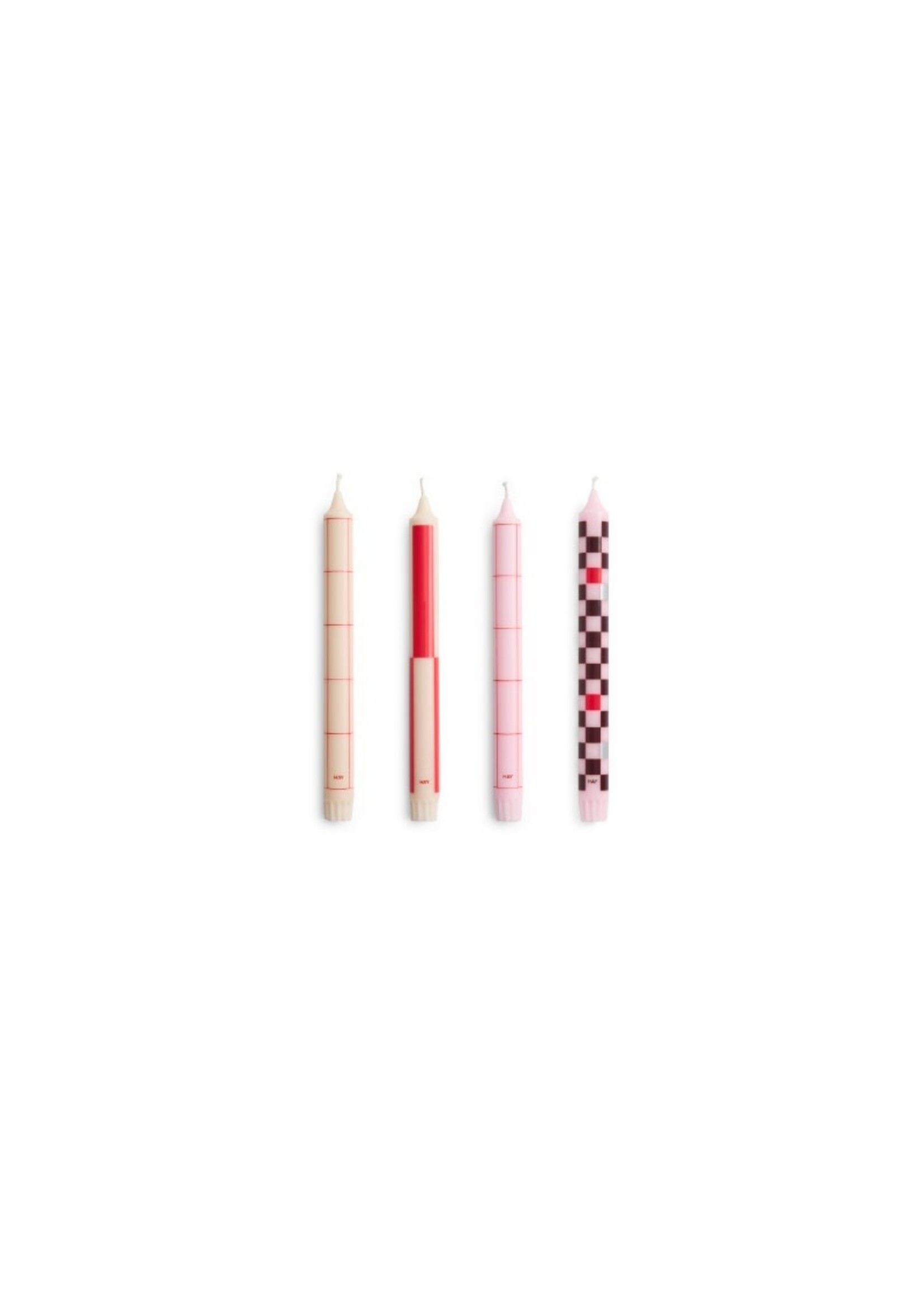 HAY Pattern Candle - Set of 4 - Reds & Bordeaux