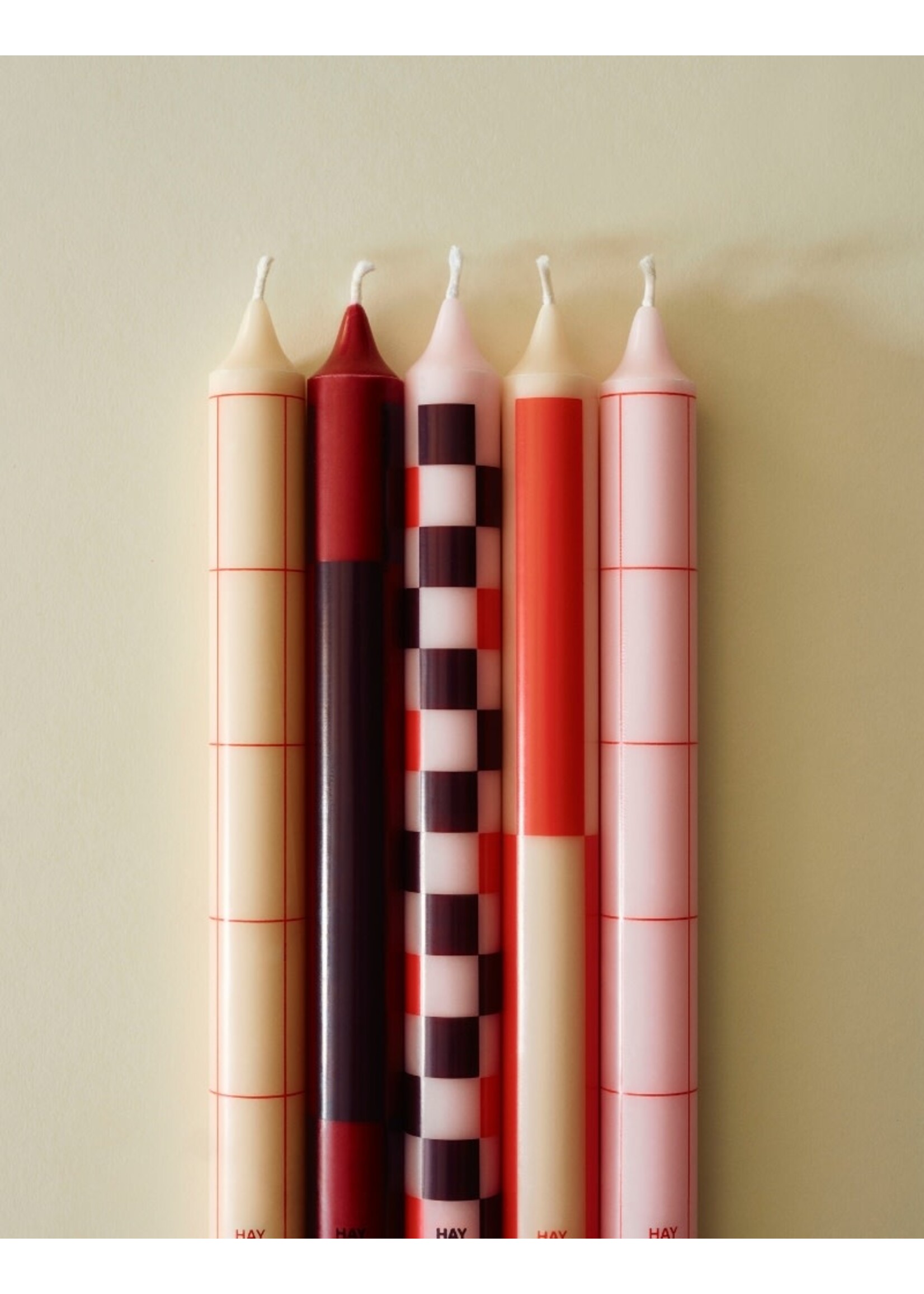 HAY Pattern Candle - Set of 4 - Reds & Bordeaux