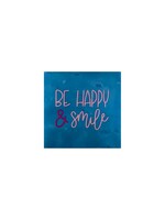 YETT Quote tegeltje - be happy & smile - blauw/roze