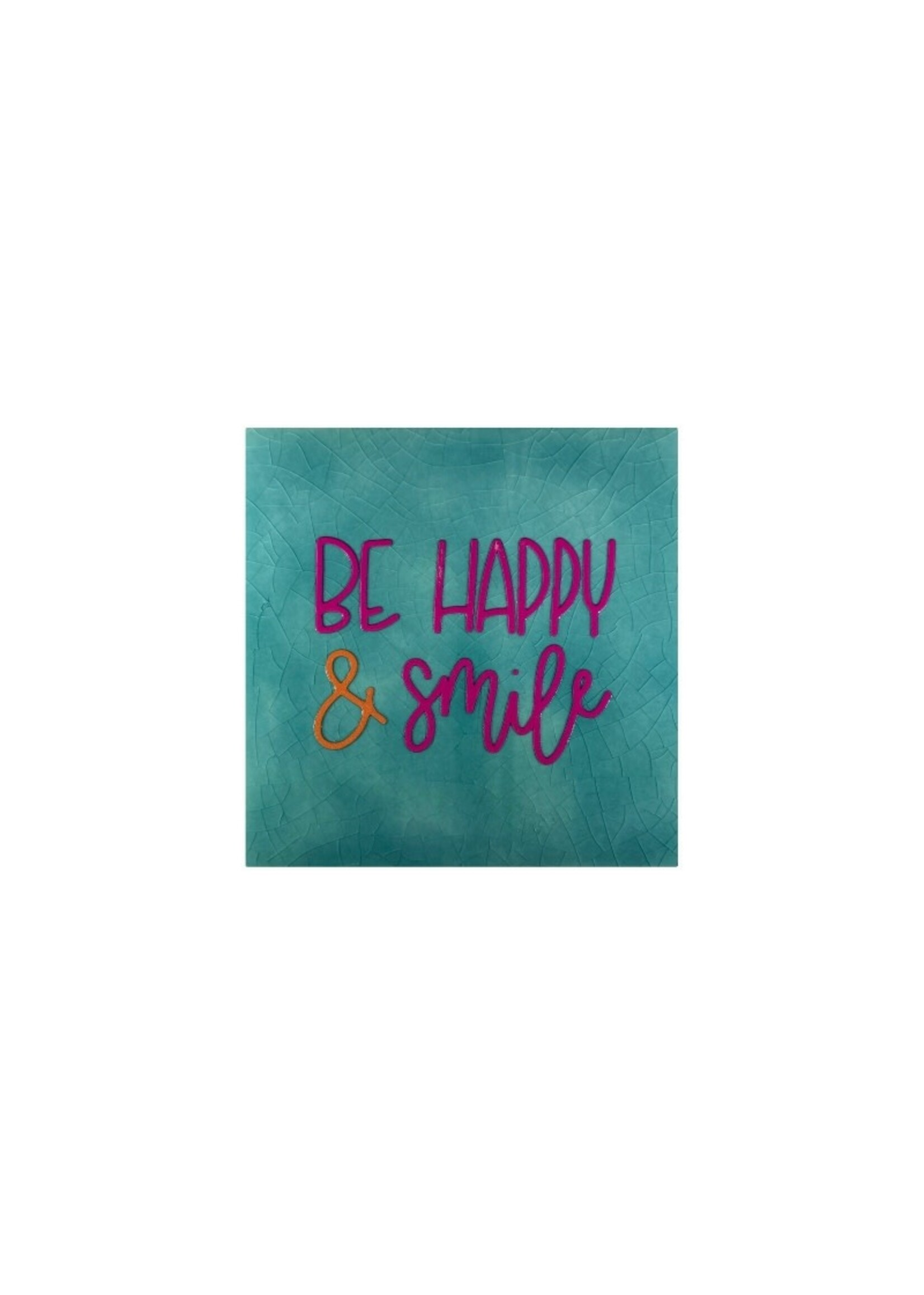YETT Quote tegeltje - be happy & smile - groen/roze