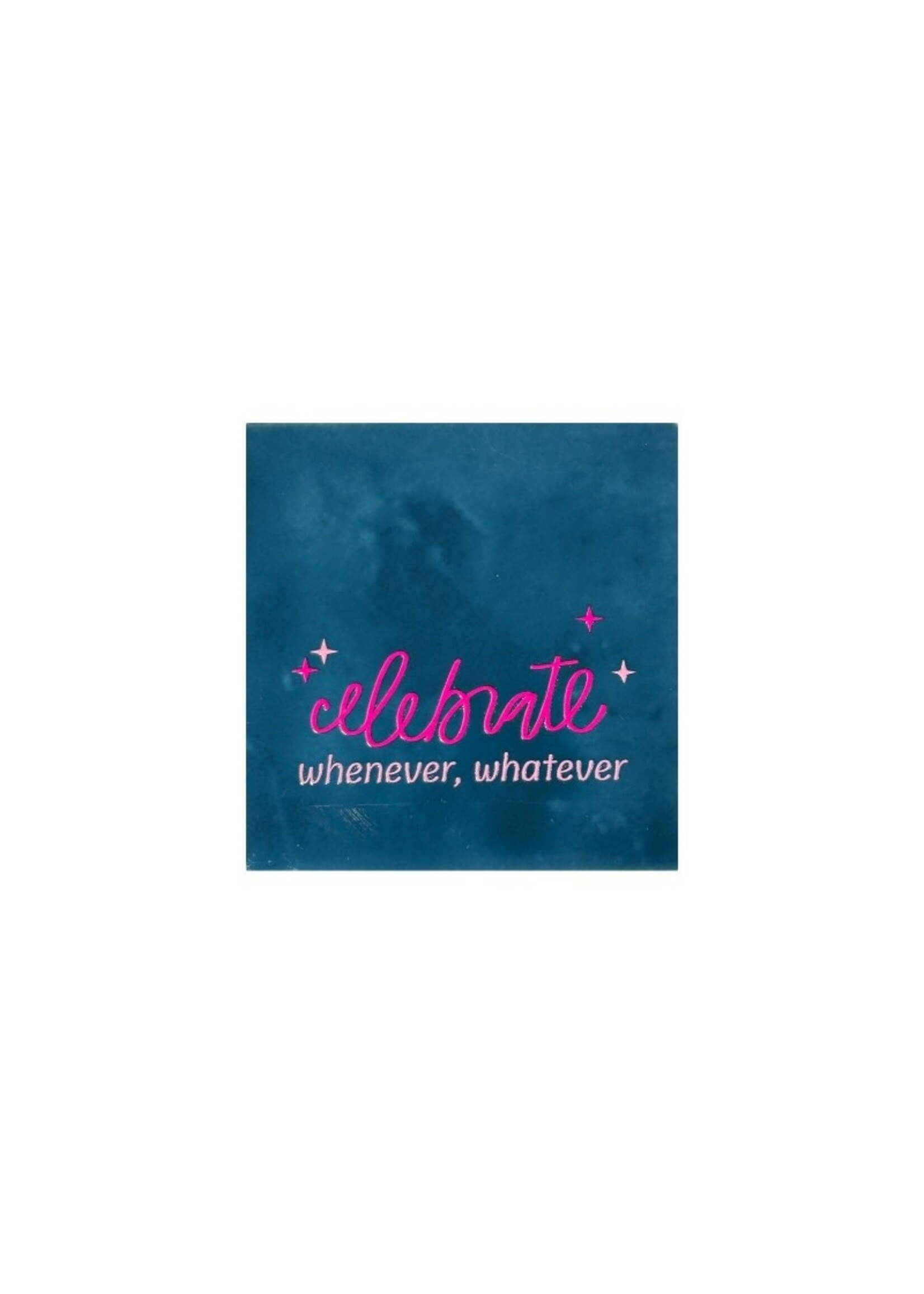 YETT Quote tegeltje - celebrate whenever, whatever - donkerblauw/roze