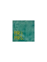 YETT Quote tegeltje - Mr & Mrs - zeegroen/goud