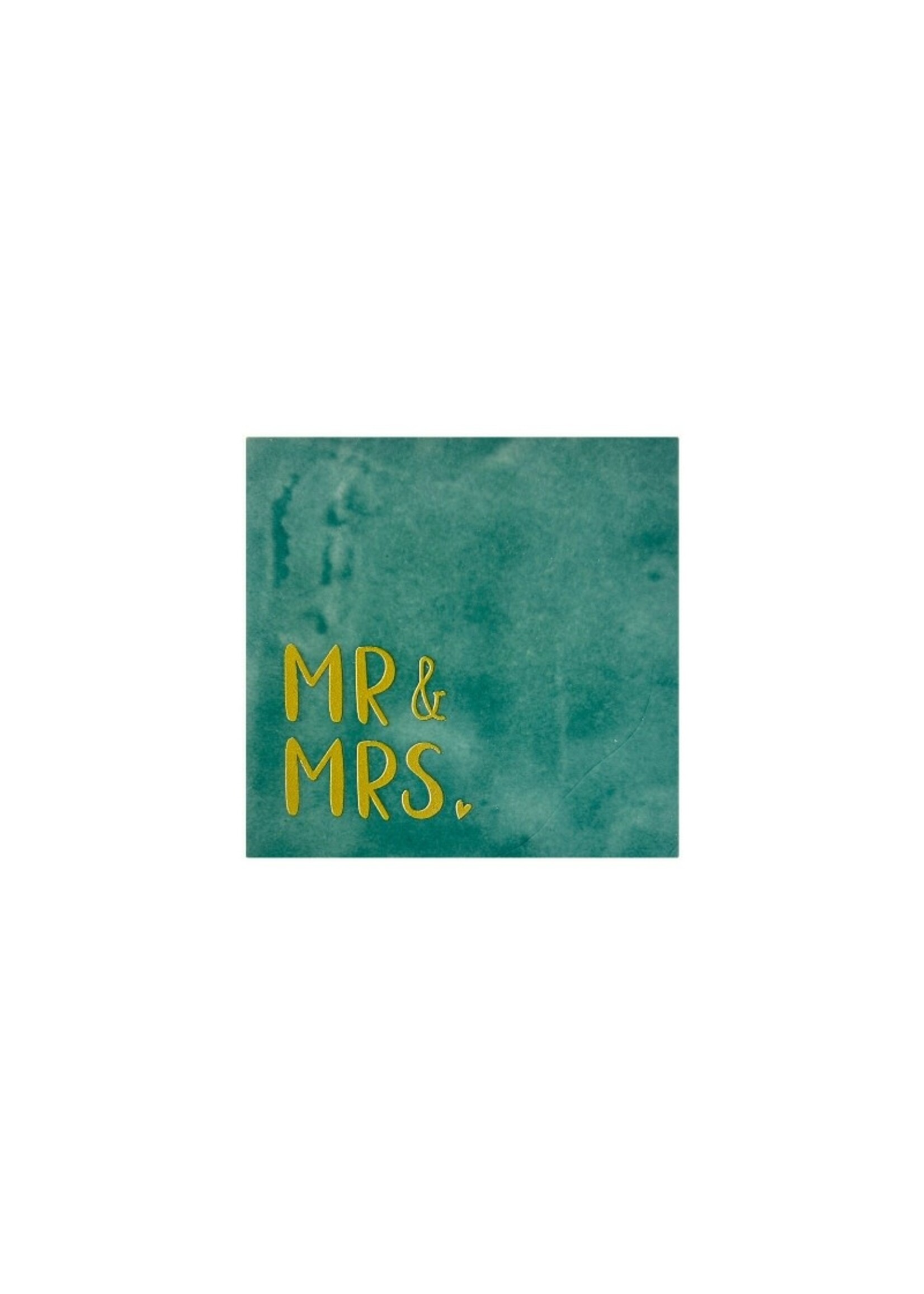 YETT Quote tegeltje - Mr & Mrs - zeegroen/goud