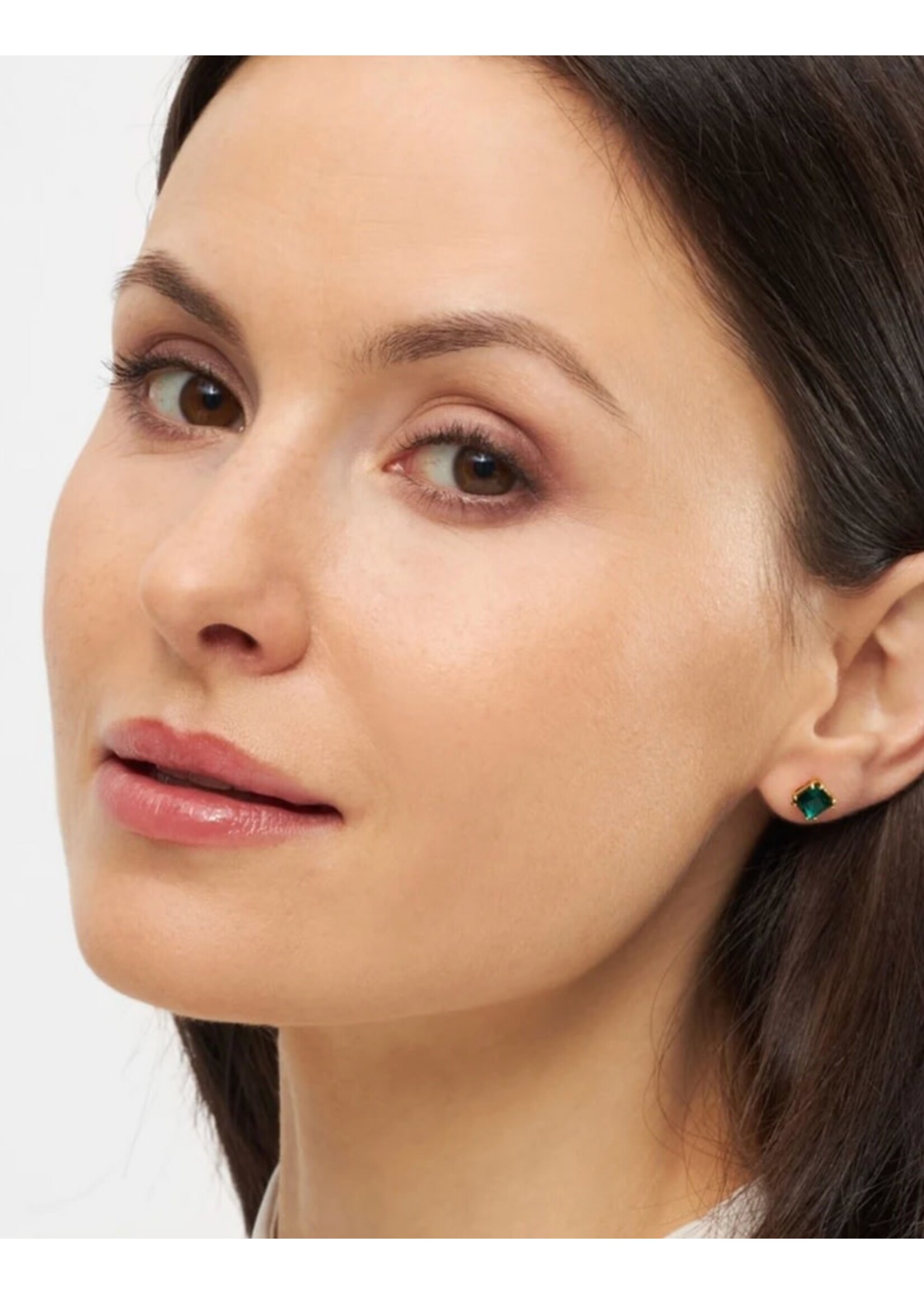 LULU Copenhagen Gala Crystal Bling Oorstud - Emerald/Gold