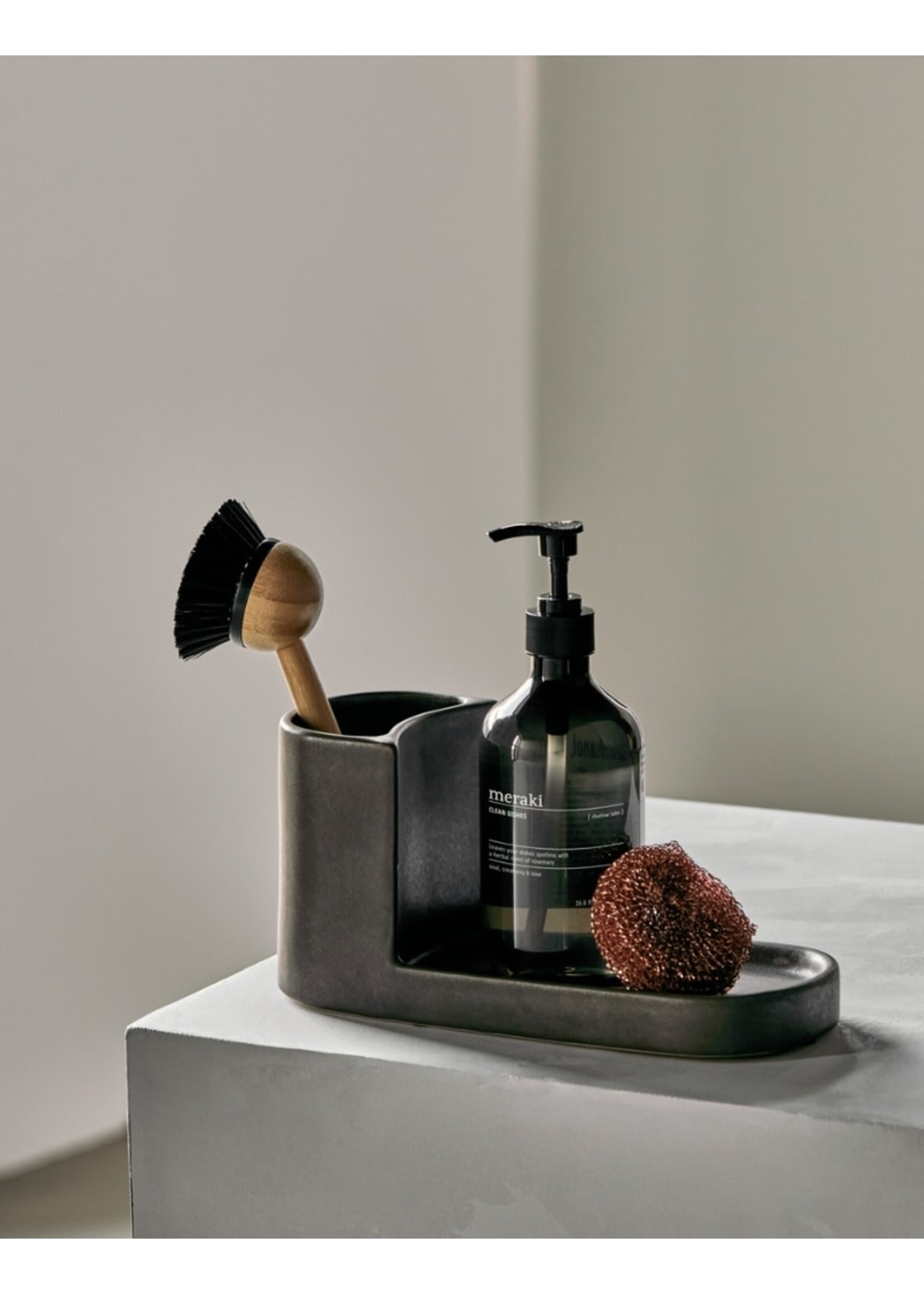 Meraki Datura Brush and Soap Holder L - Dark Grey