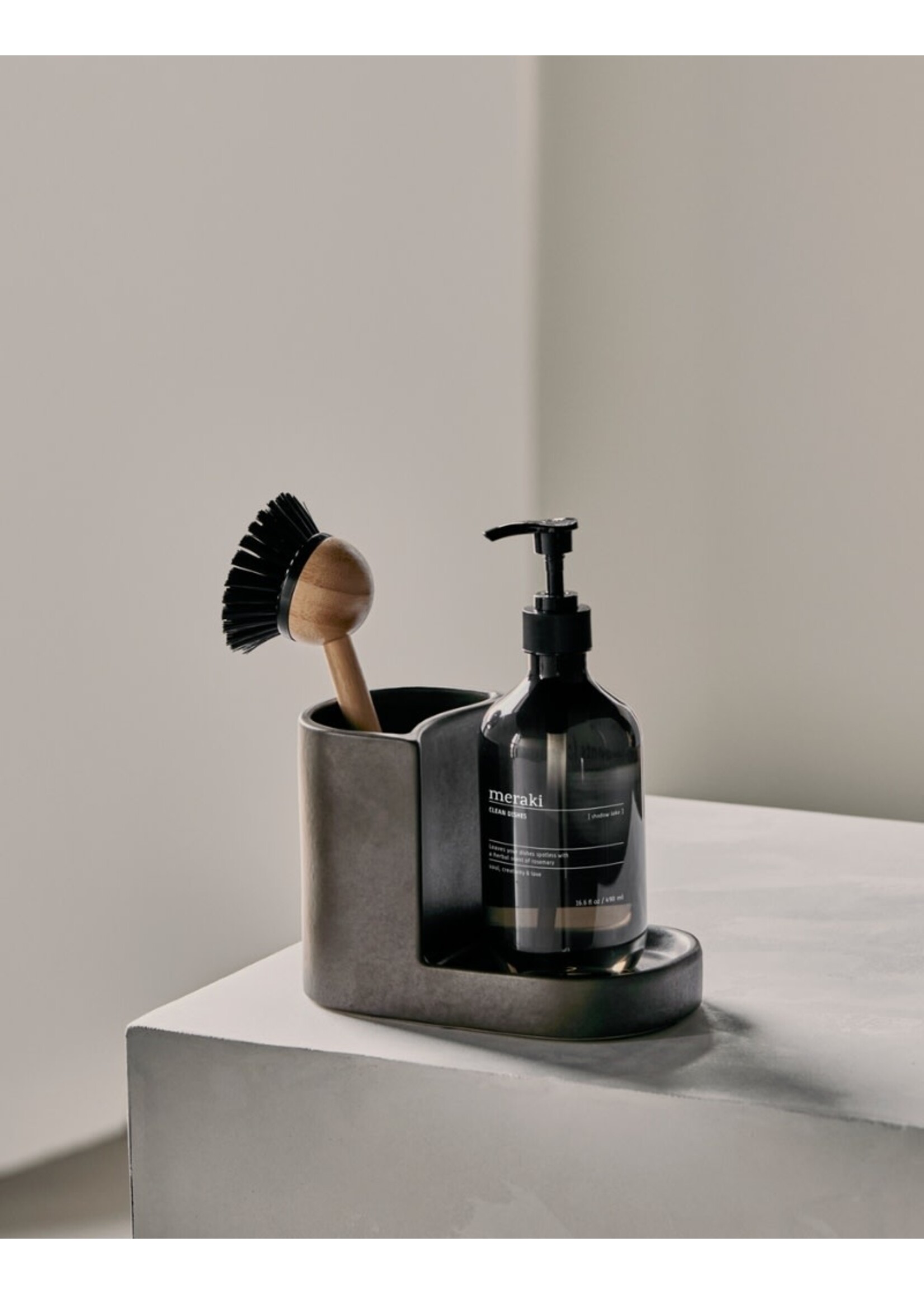 Meraki Datura Brush and Soap Holder - Dark Grey