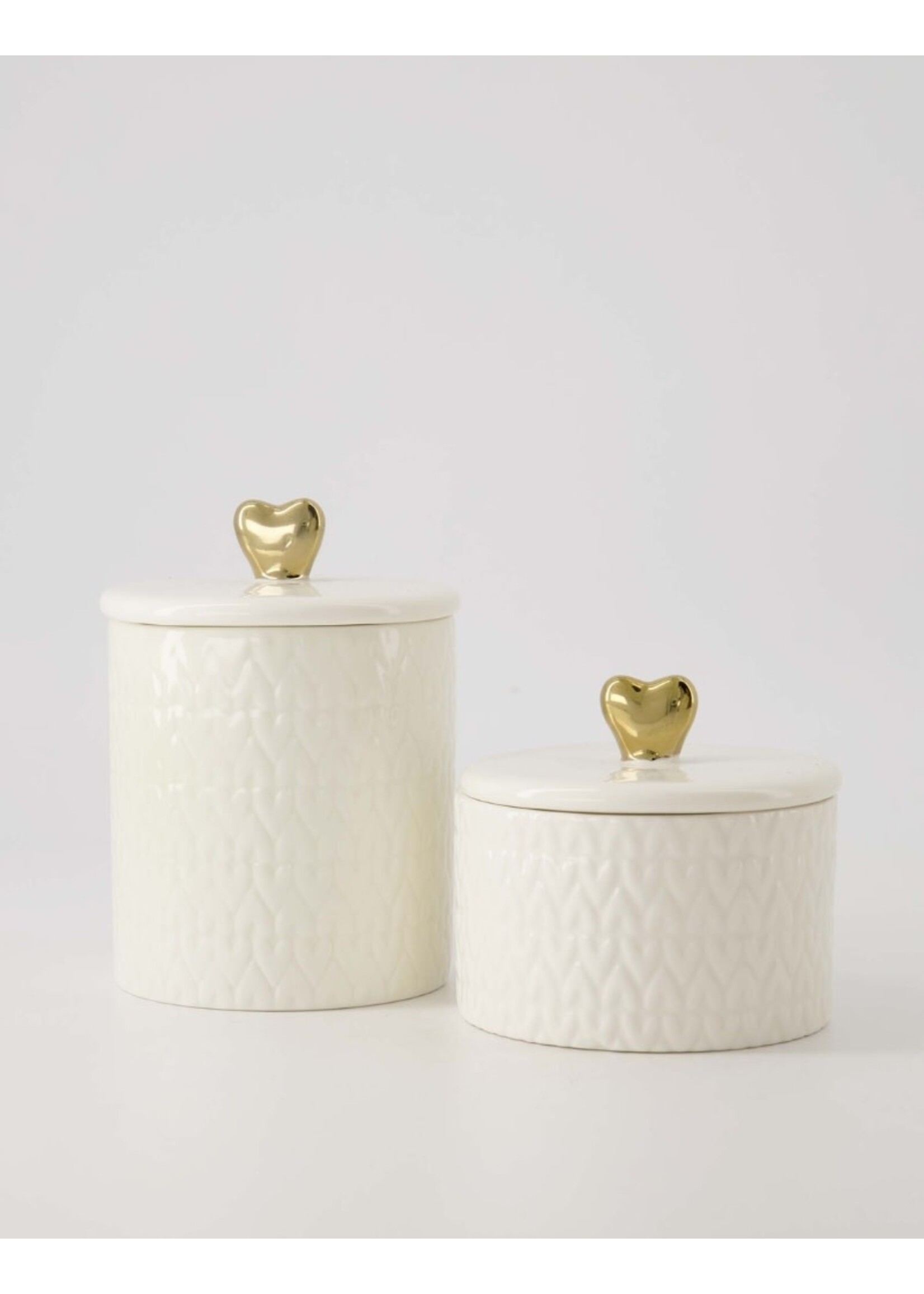 Zusss geurkaars keramiek met deksel hartje S wit/goud