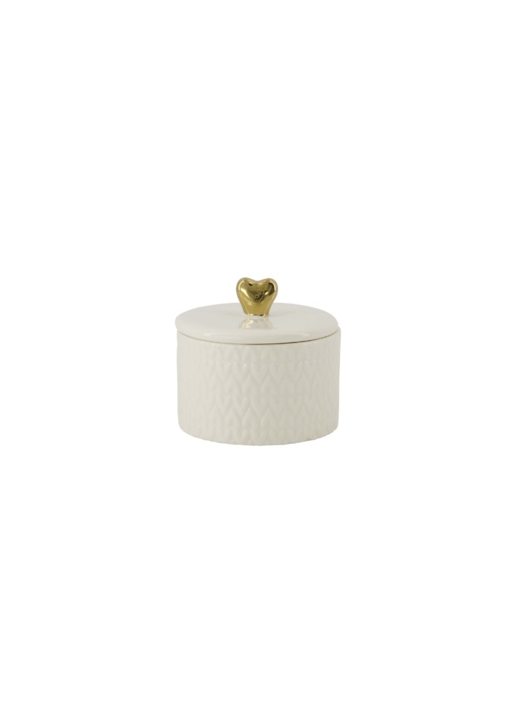 Zusss geurkaars keramiek met deksel hartje S wit/goud