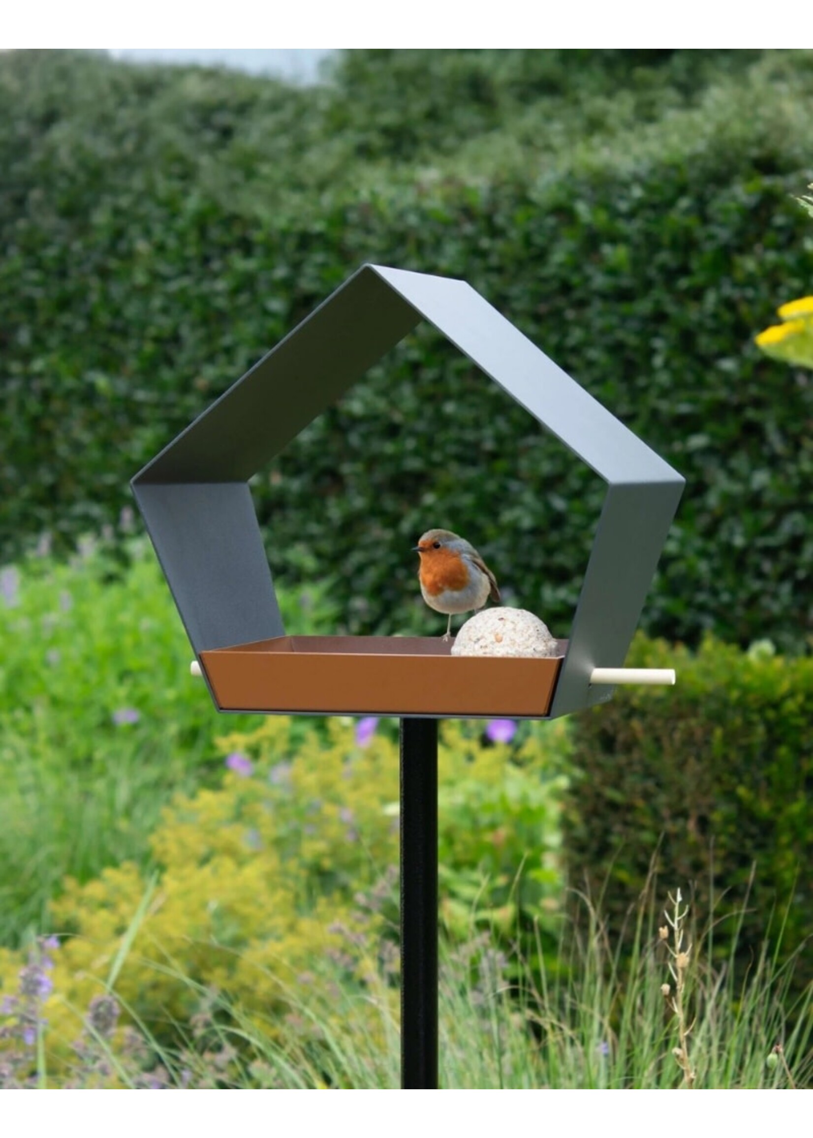 Heeej Big Diamond - vogelvoederhuisje op paal - donkergrijs
