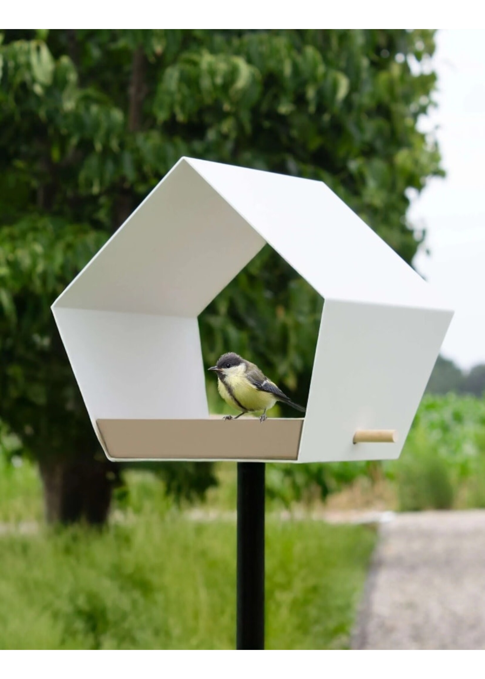 Heeej Big Diamond - vogelvoederhuisje op paal - wit