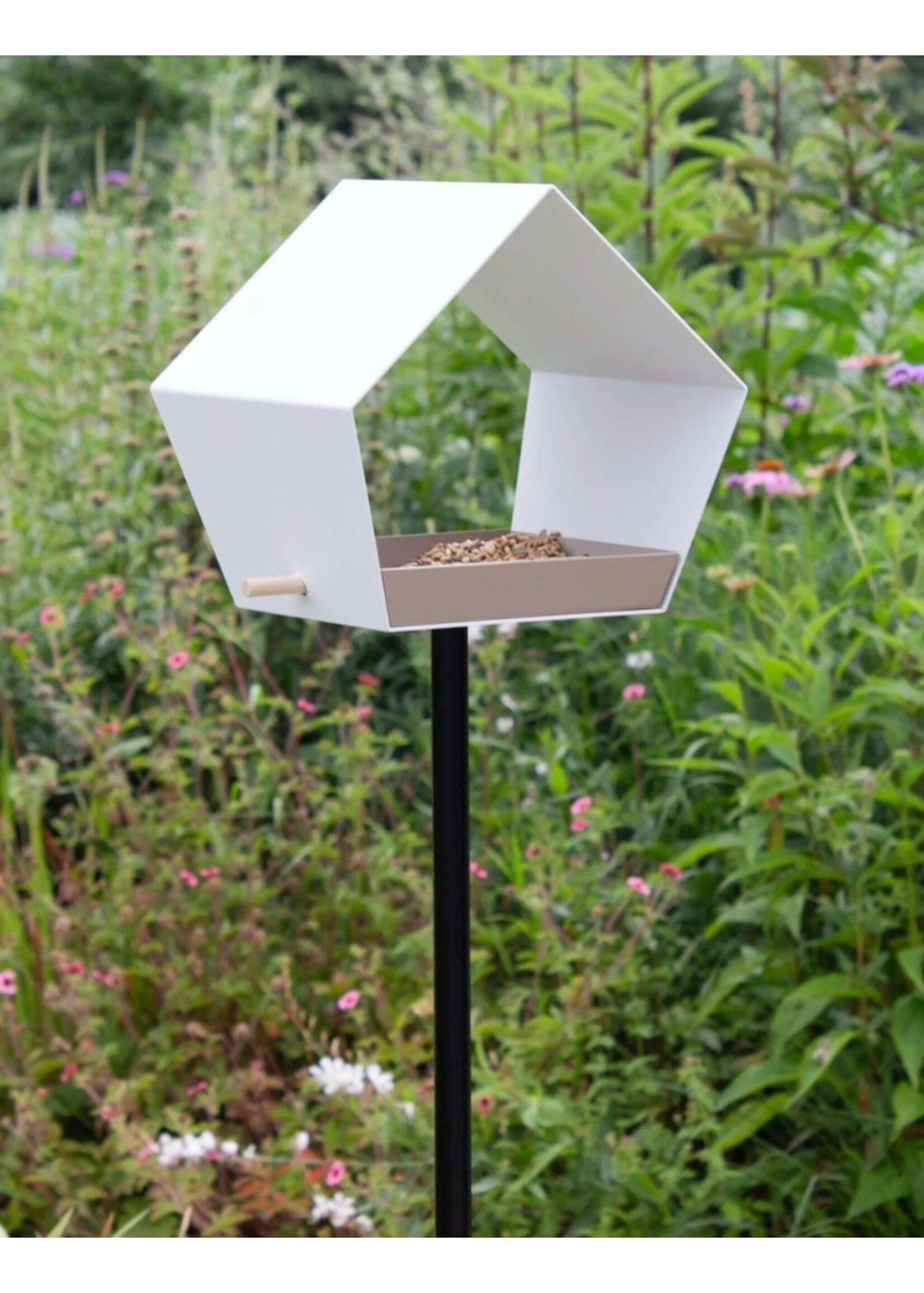 Heeej Big Diamond - vogelvoederhuisje op paal - wit