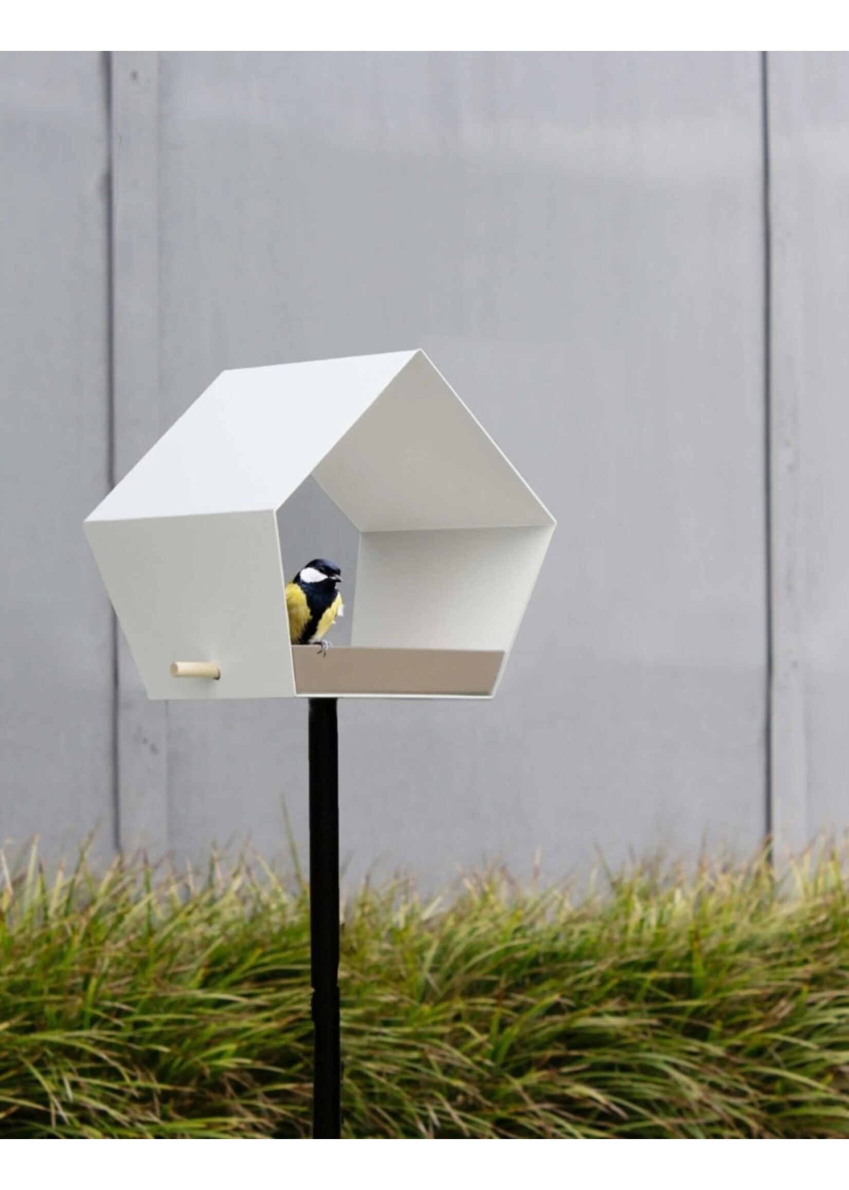 Heeej Big Diamond - vogelvoederhuisje op paal - wit