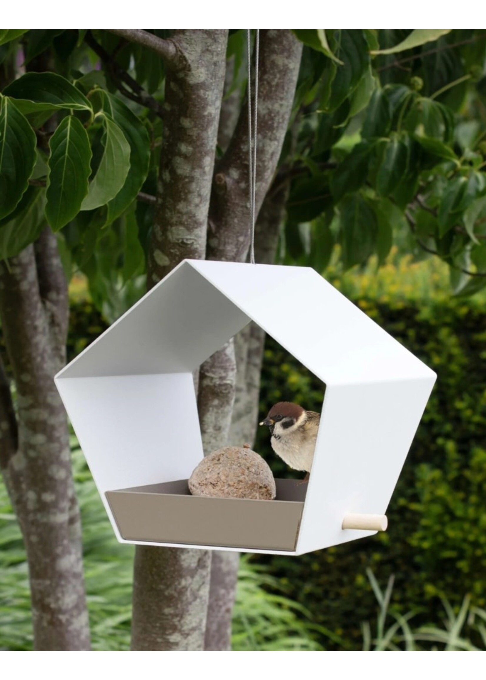 Heeej Small Diamond - hangend vogelvoederhuisje - wit