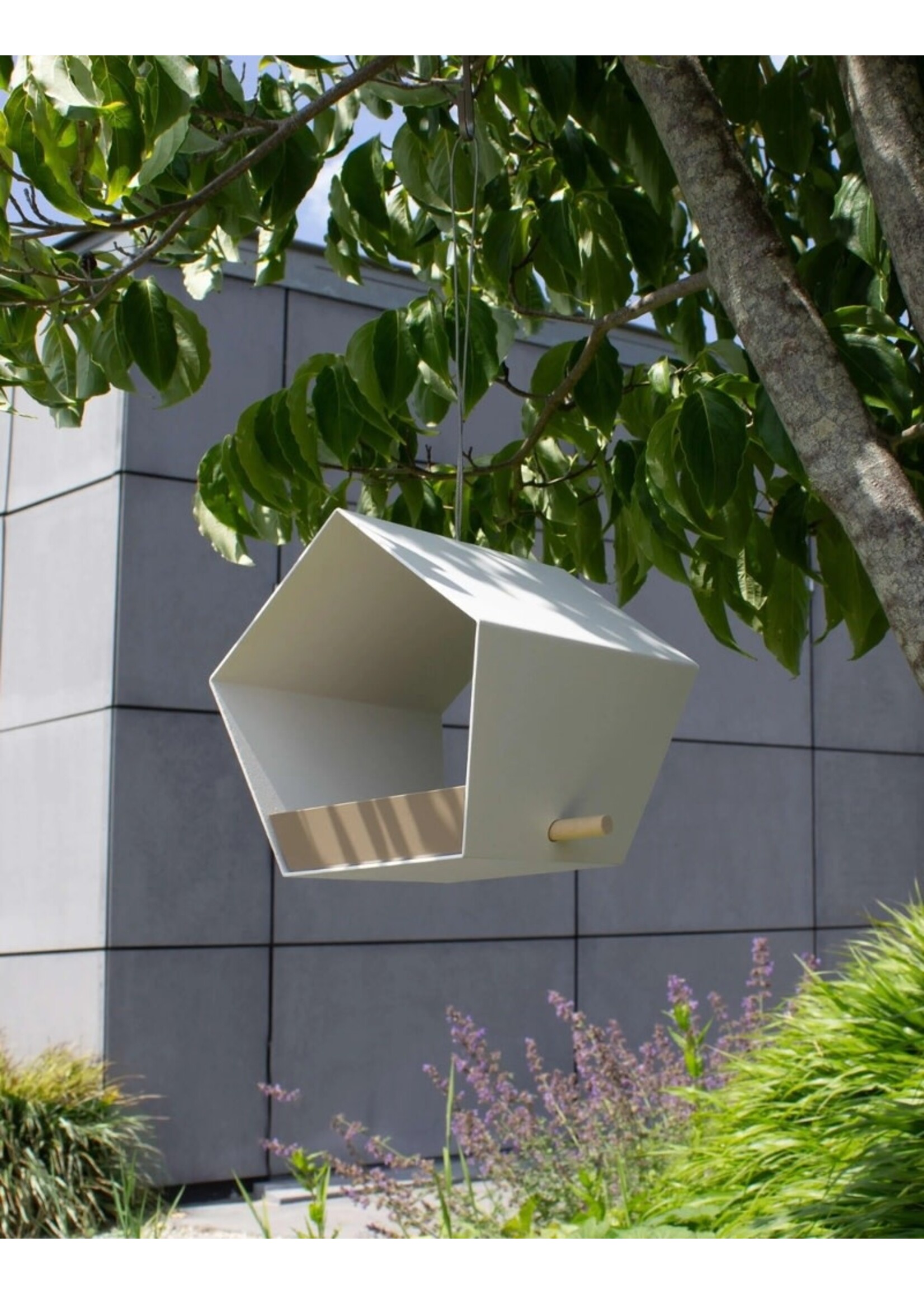Heeej Small Diamond - hangend vogelvoederhuisje - wit