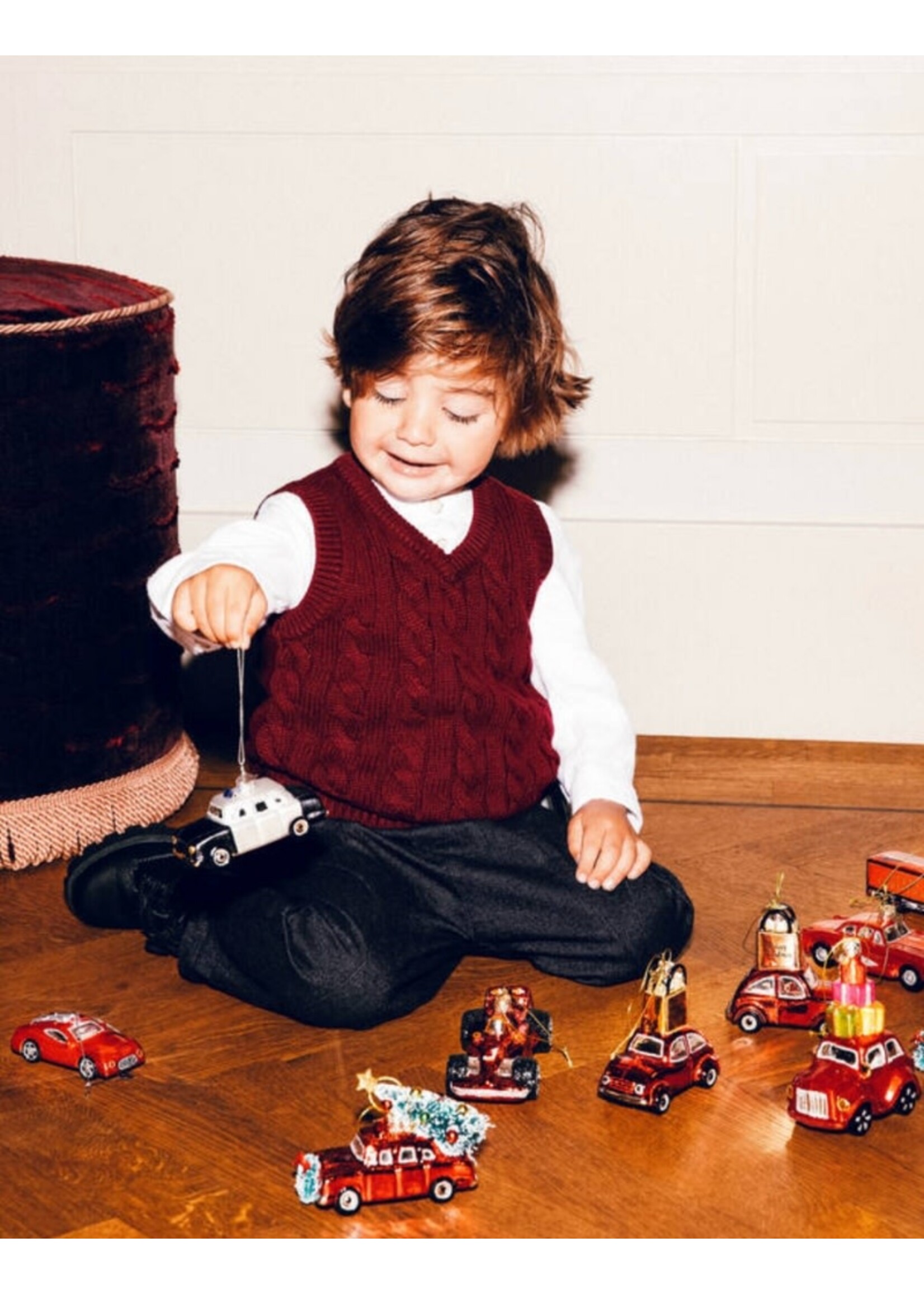 Vondels Glass Ornament - Red Car