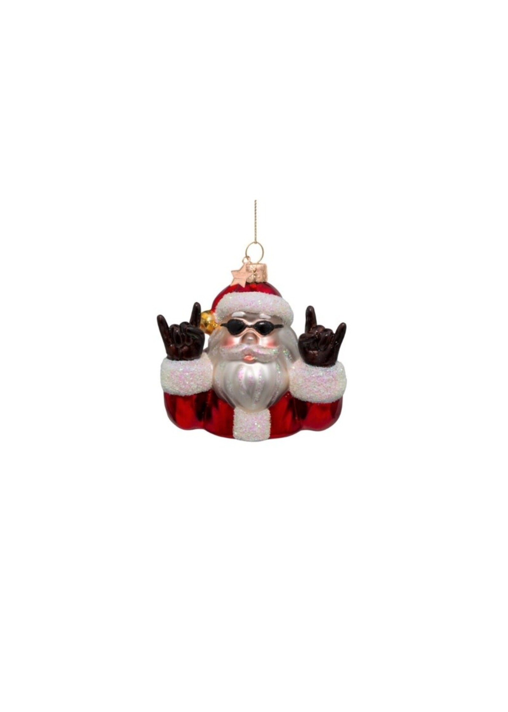 Vondels Glass Ornament - Cool Santa