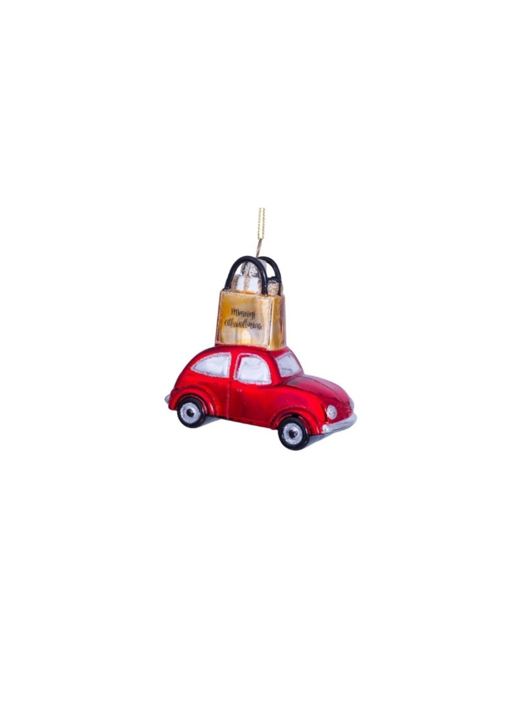 Vondels Glass Ornament - Red Car